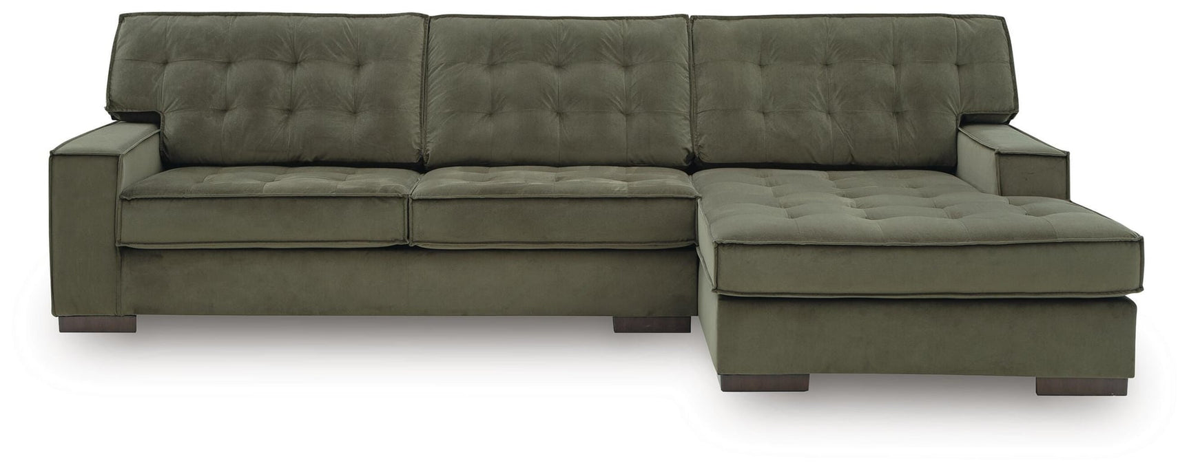 Caspian-Town Olive Velvet 2-Piece Sectional with Chaise - image 3