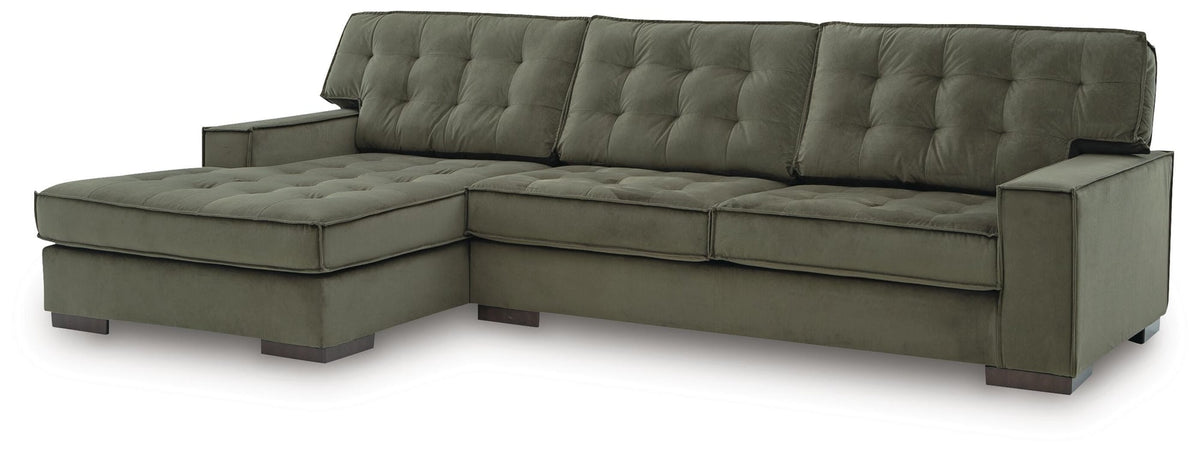 Caspian-Town Olive Velvet 2-Piece Sectional with Chaise - image 2