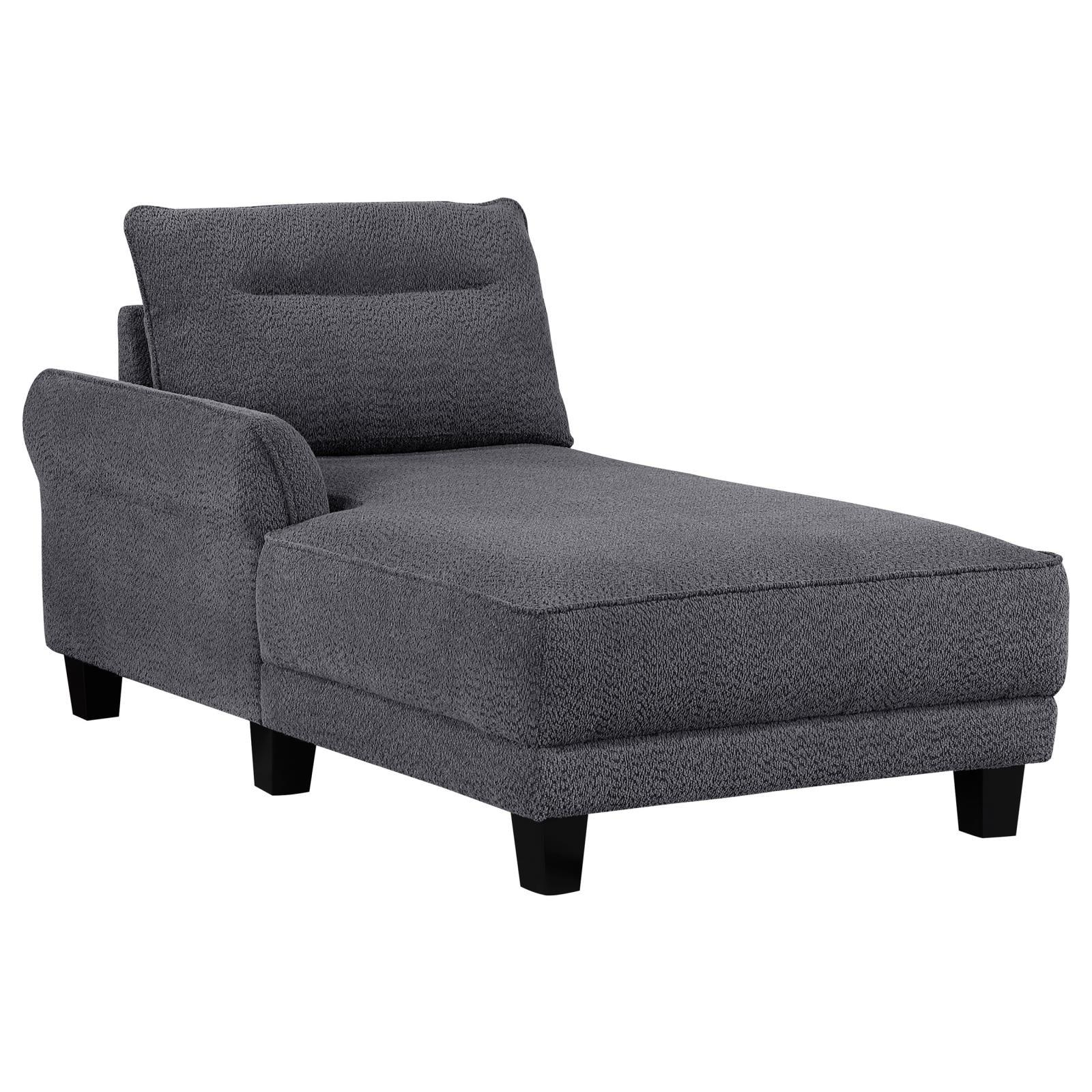 Close detail of Caspian sectional sofa upholstery and curved arms