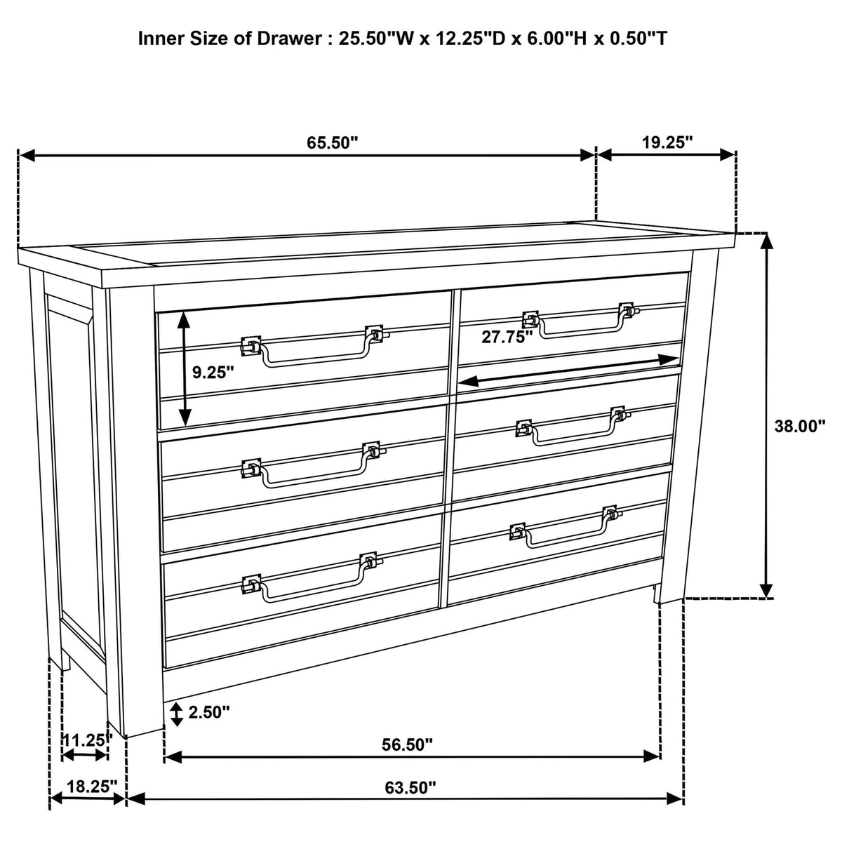Doherty 6-Drawer Bedroom Dresser Rustic Brown — product image 13