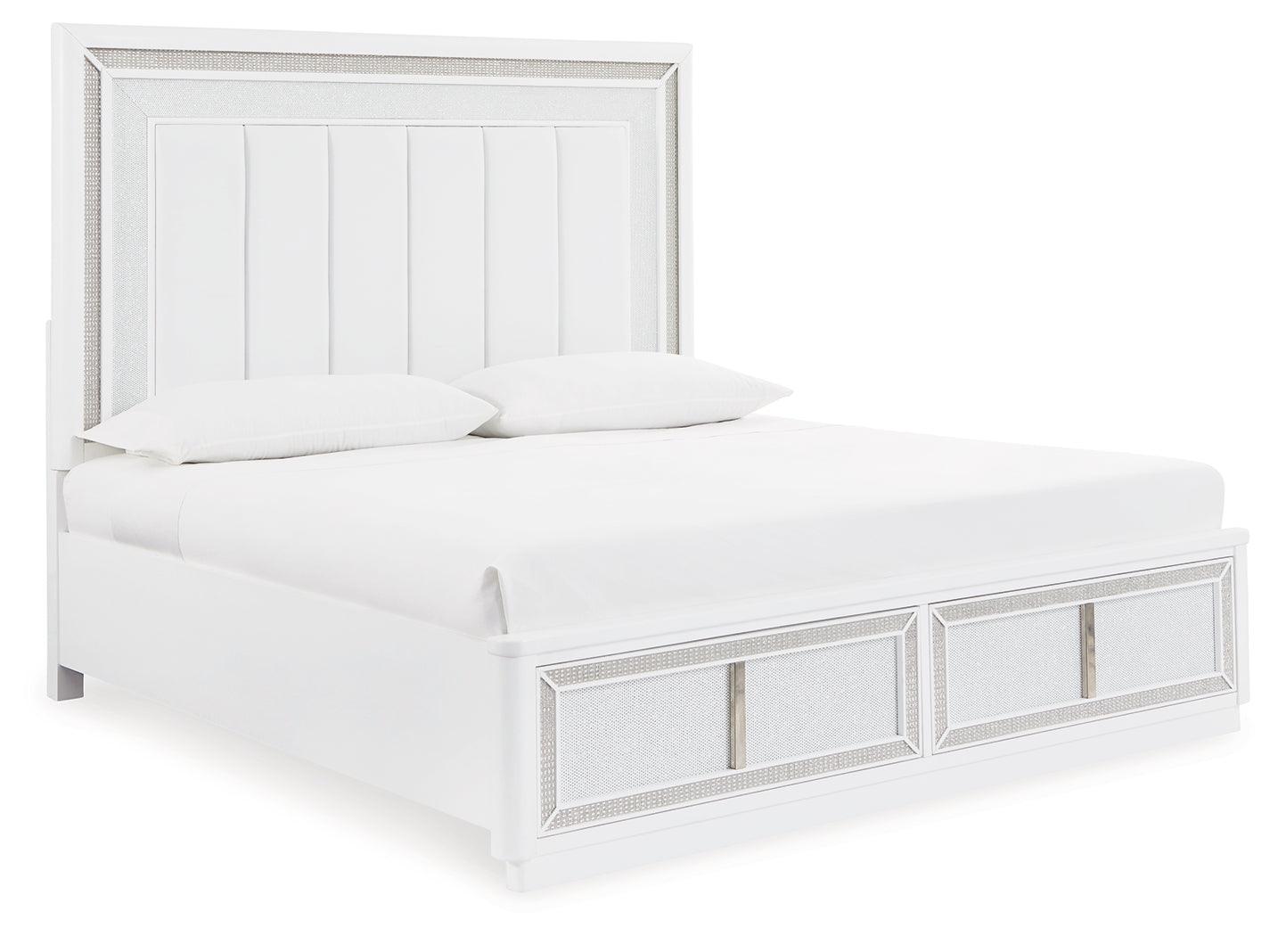 Chalanna King Upholstered Storage Bed rhinestone framed drawer close-up