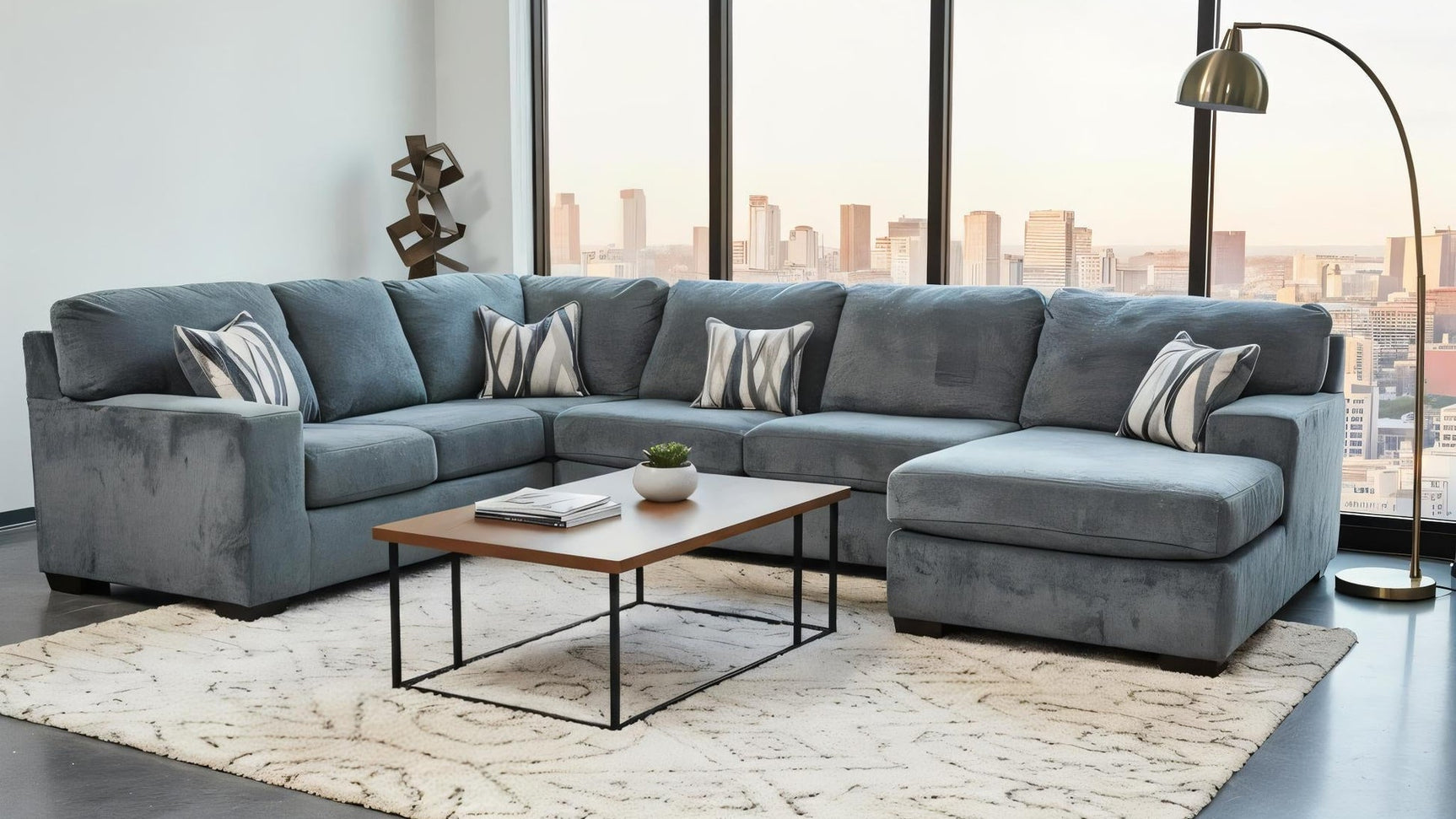 Austin Charcoal Furby Sectional sofa main front view