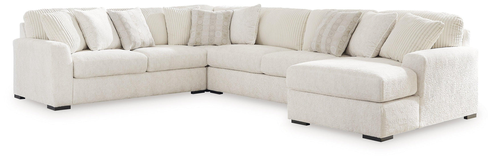 Side view of Chessington Ivory 4-Piece Sectional Sofa with Chaise