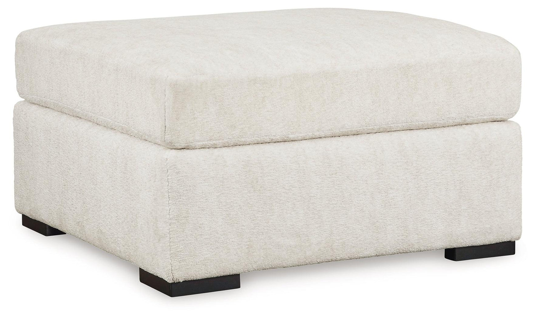 Side angle of Chessington Ivory Chenille Oversized Accent Ottoman