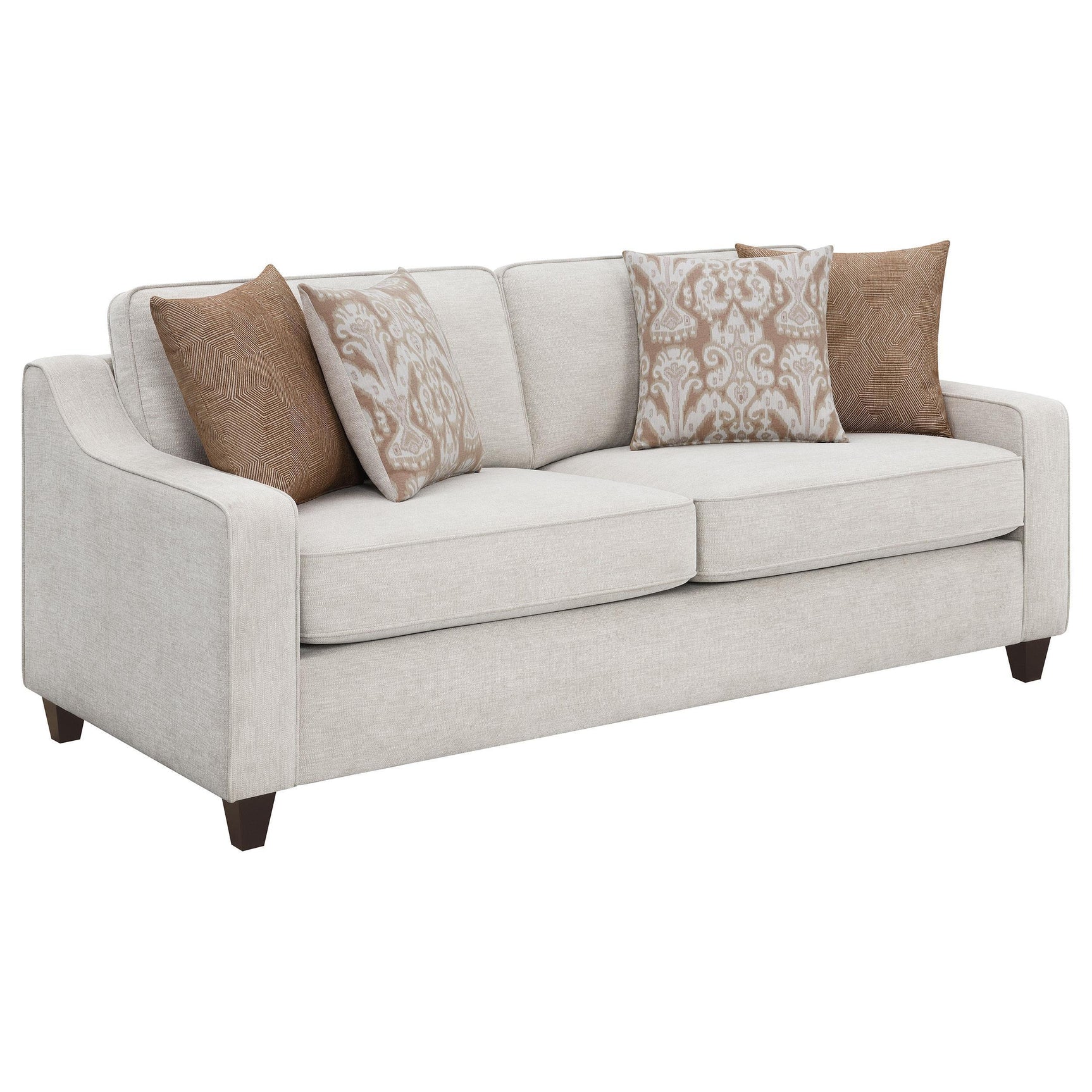 Side view of Christine 2-Piece Upholstered Sloped Arm Sofa Set Beige