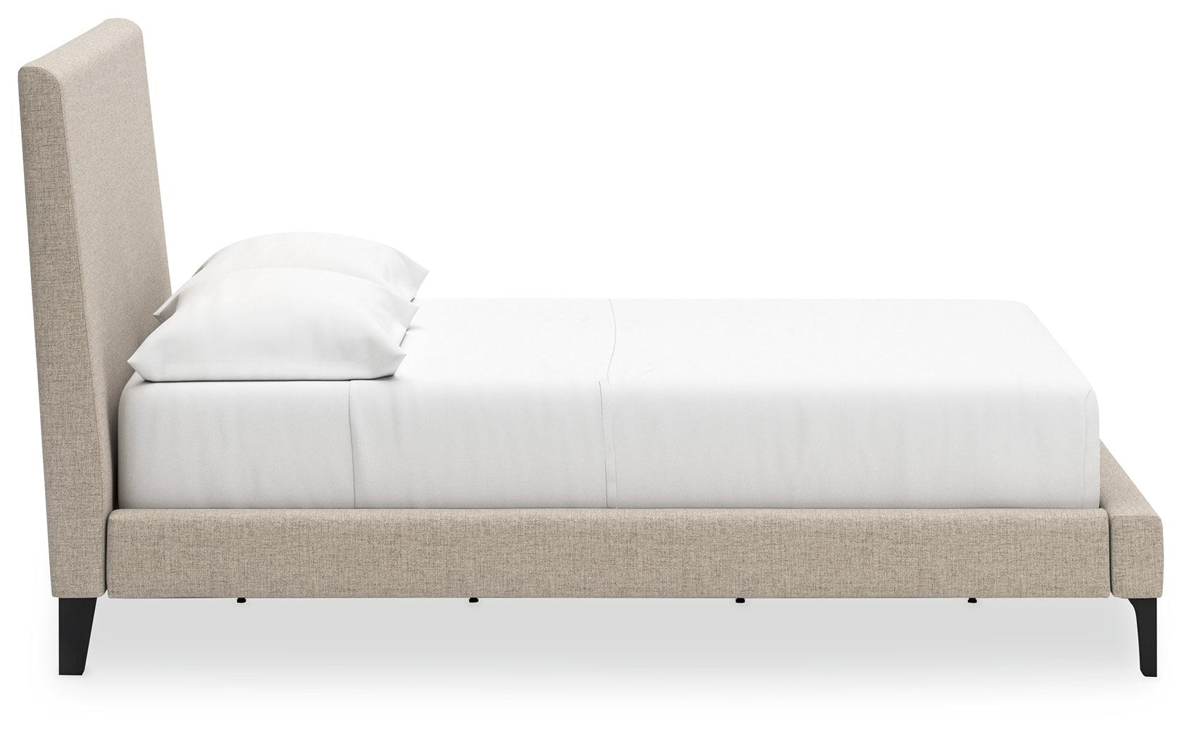 Front view of Cielden Full Upholstered Bed in soft gray upholstery