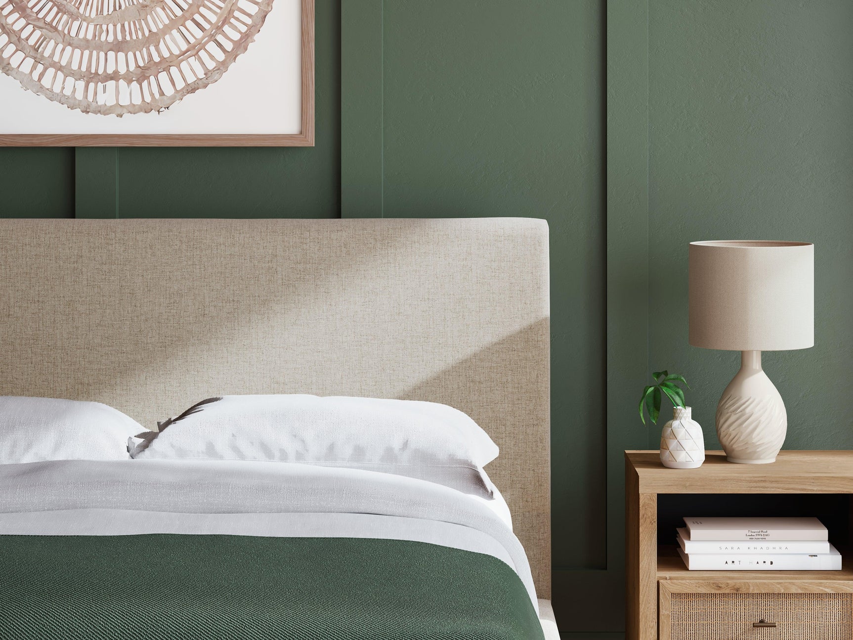 Cielden bed headboard against wall