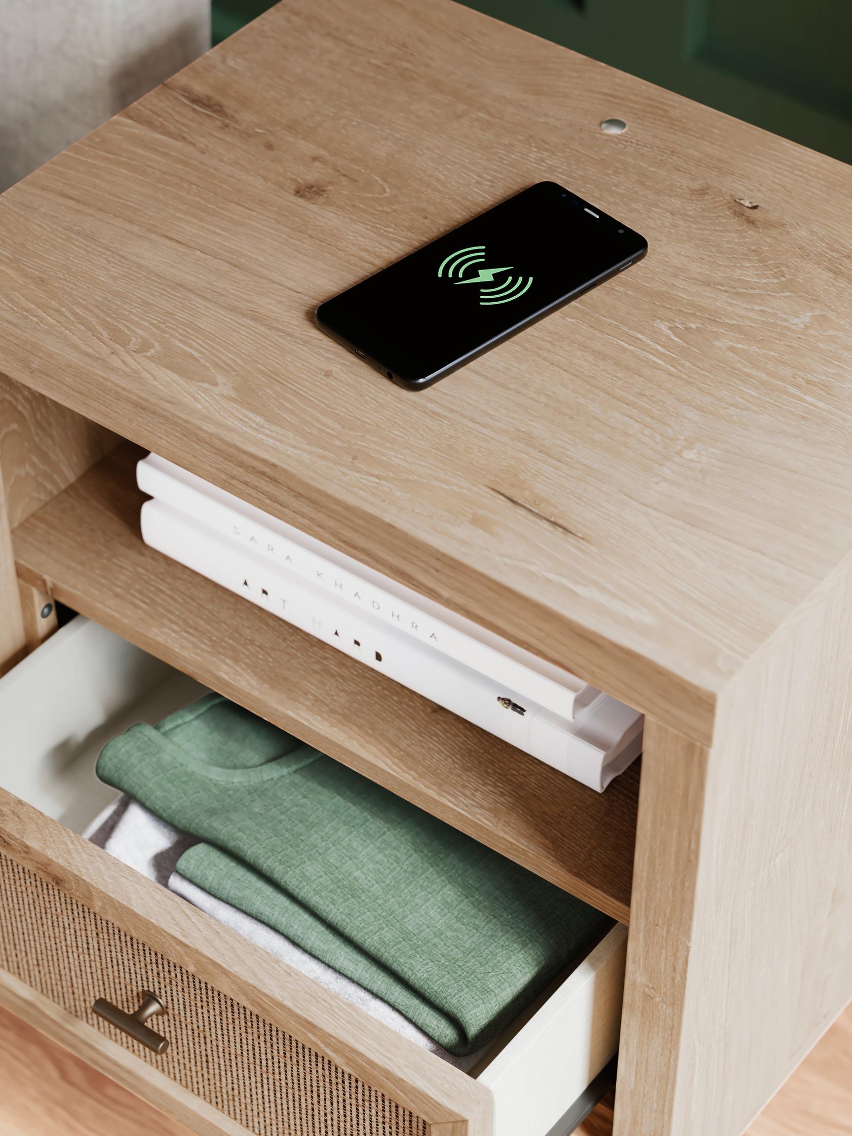 Packaging and assembly parts layout for Cielden Nightstand