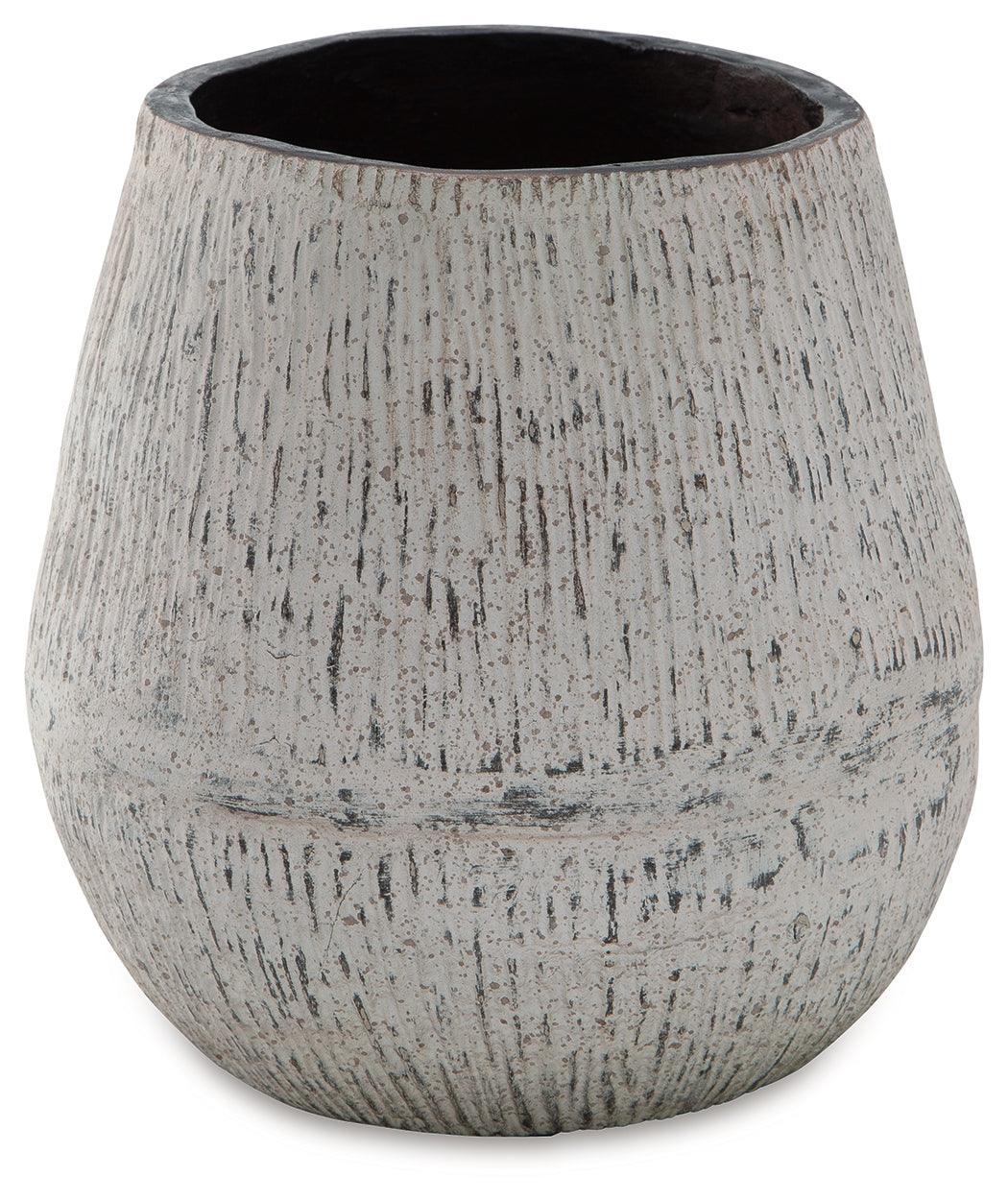 Side angle of Claymount Distressed Brown decorative vase