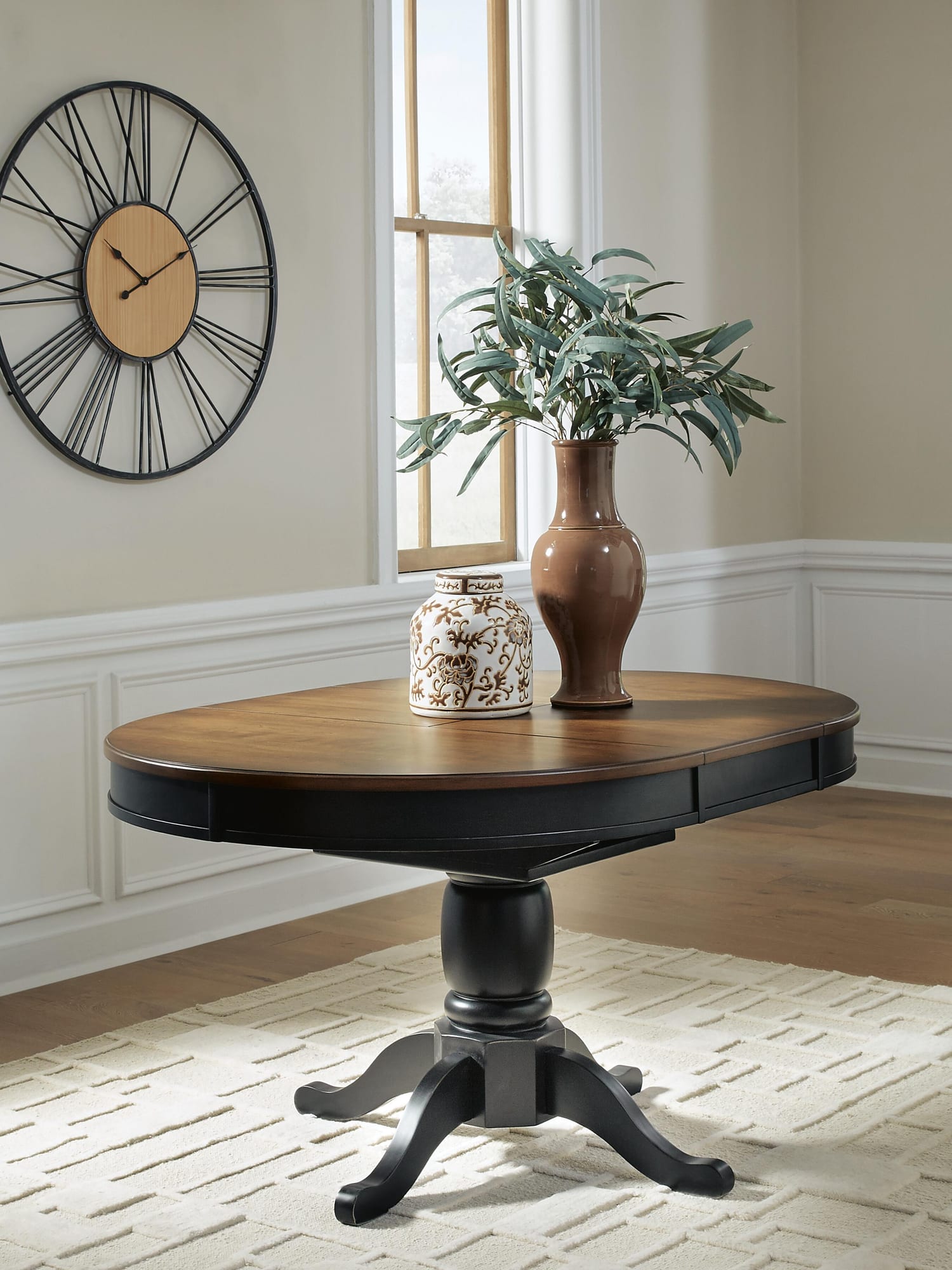 Clorazi Black/Brown Dining Butterfly Extension Table from Decor Furniture