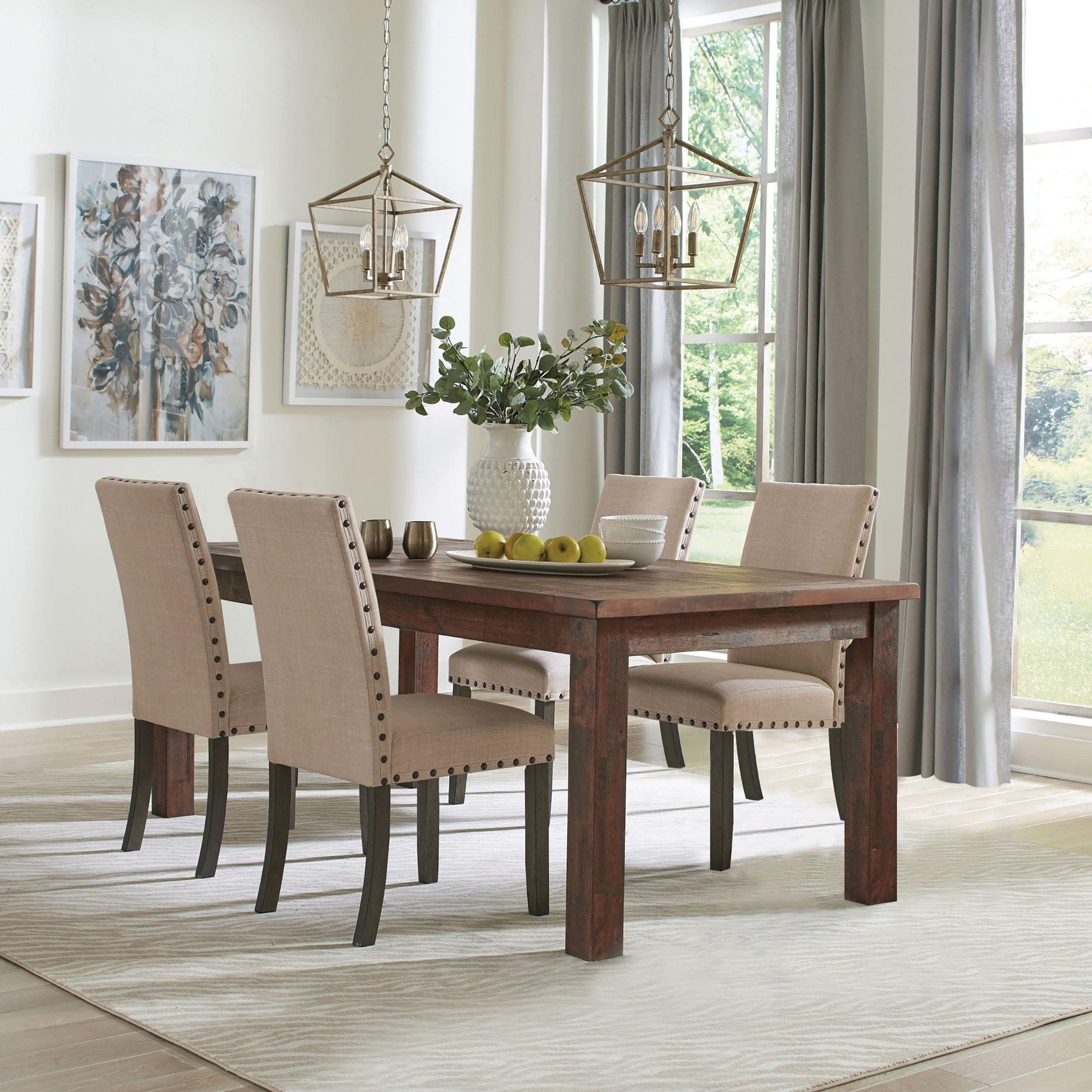 main view of Coleman Rustic Golden Brown Rectangular Dining Room Set dining room furniture