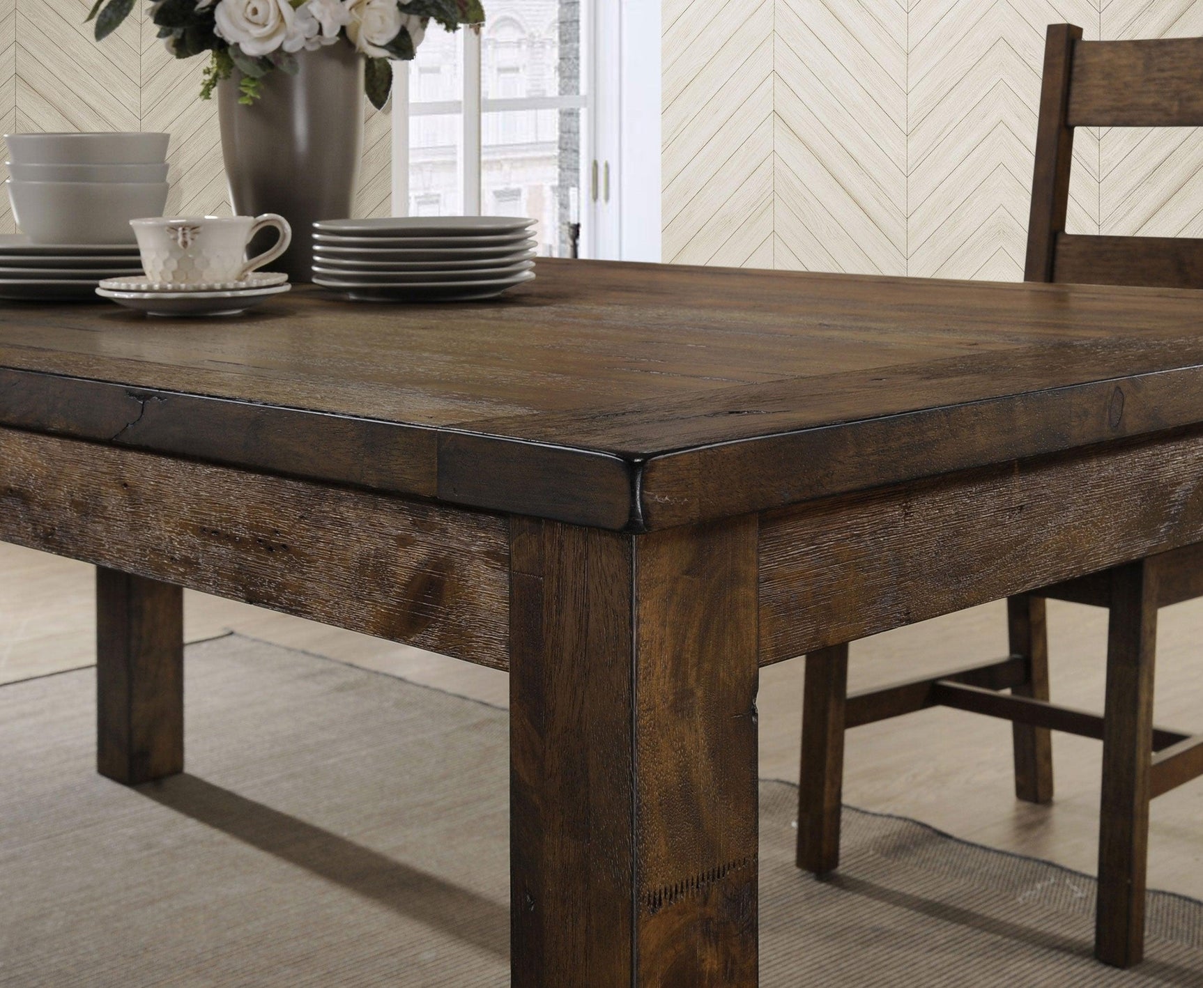 main view of Coleman Rustic Golden Brown Rectangular Dining Room Set dining room furniture
