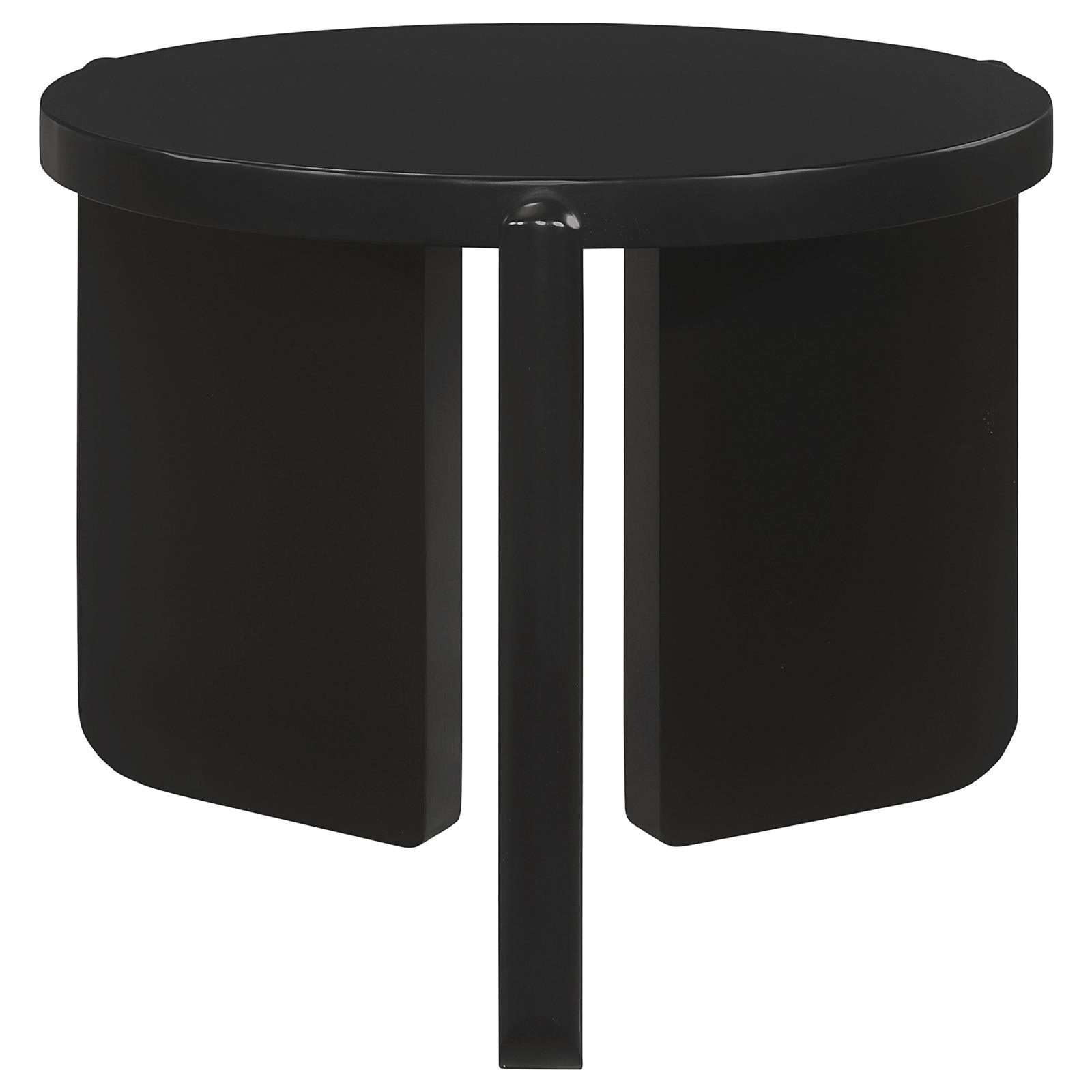 Cordova Round Solid Wood End Table Black, front view showing round top