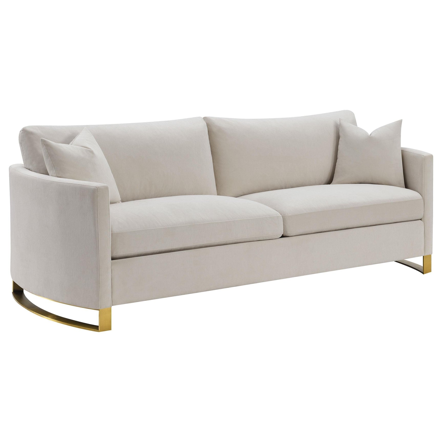 Corliss Sofa Set Beige, side view showing arched arms