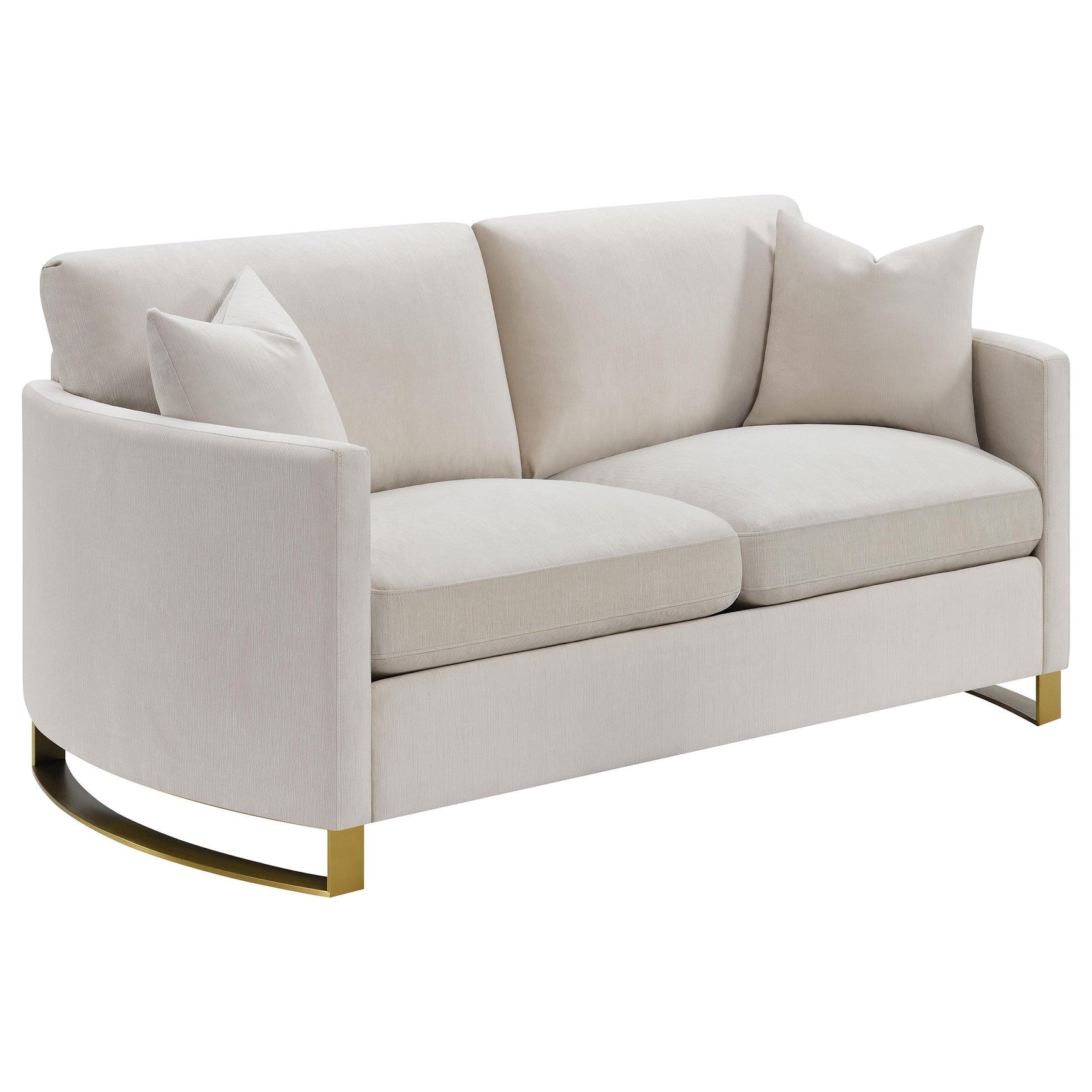Side profile of Corliss Beige upholstered sofa set