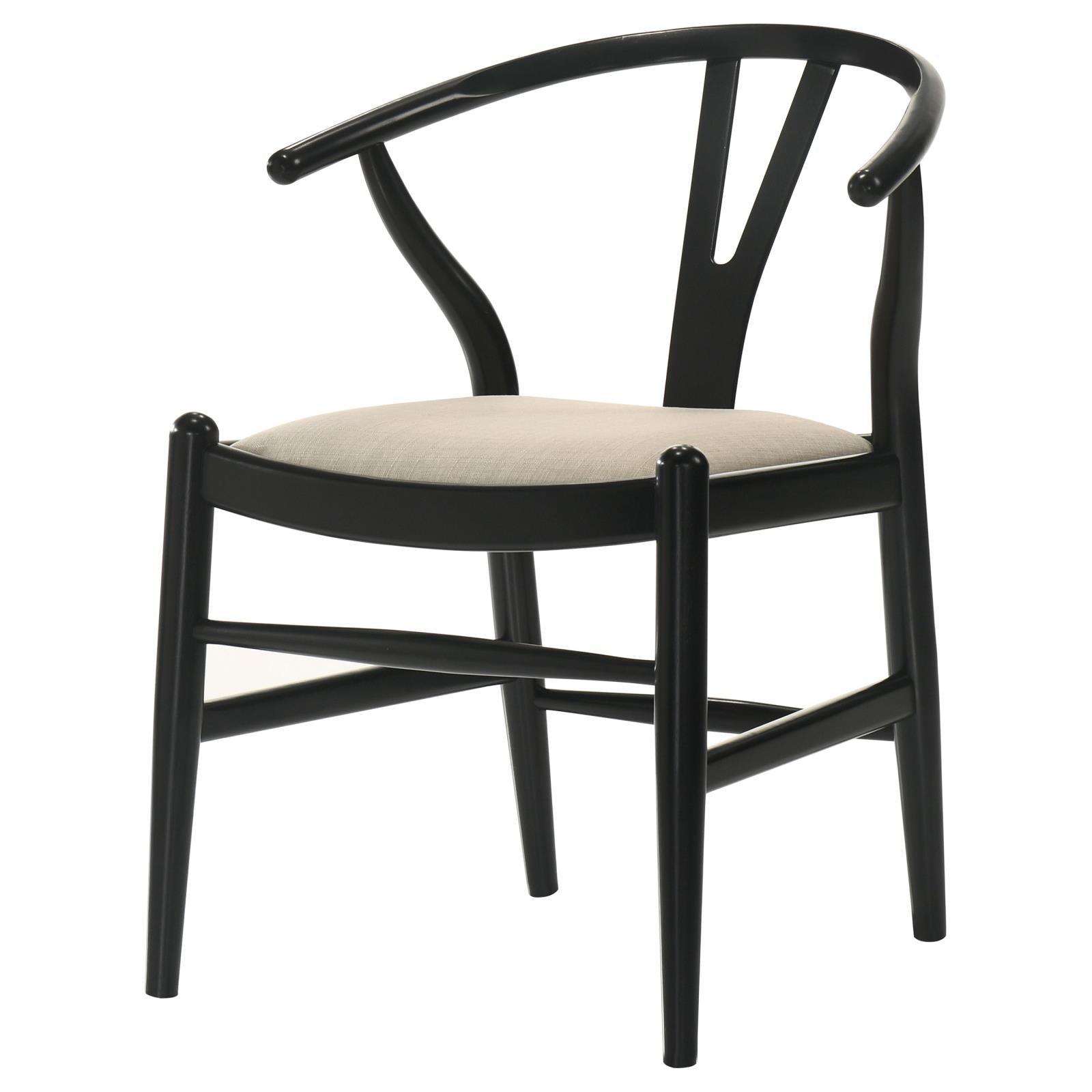 Back view of the wishbone dining chair in black finish