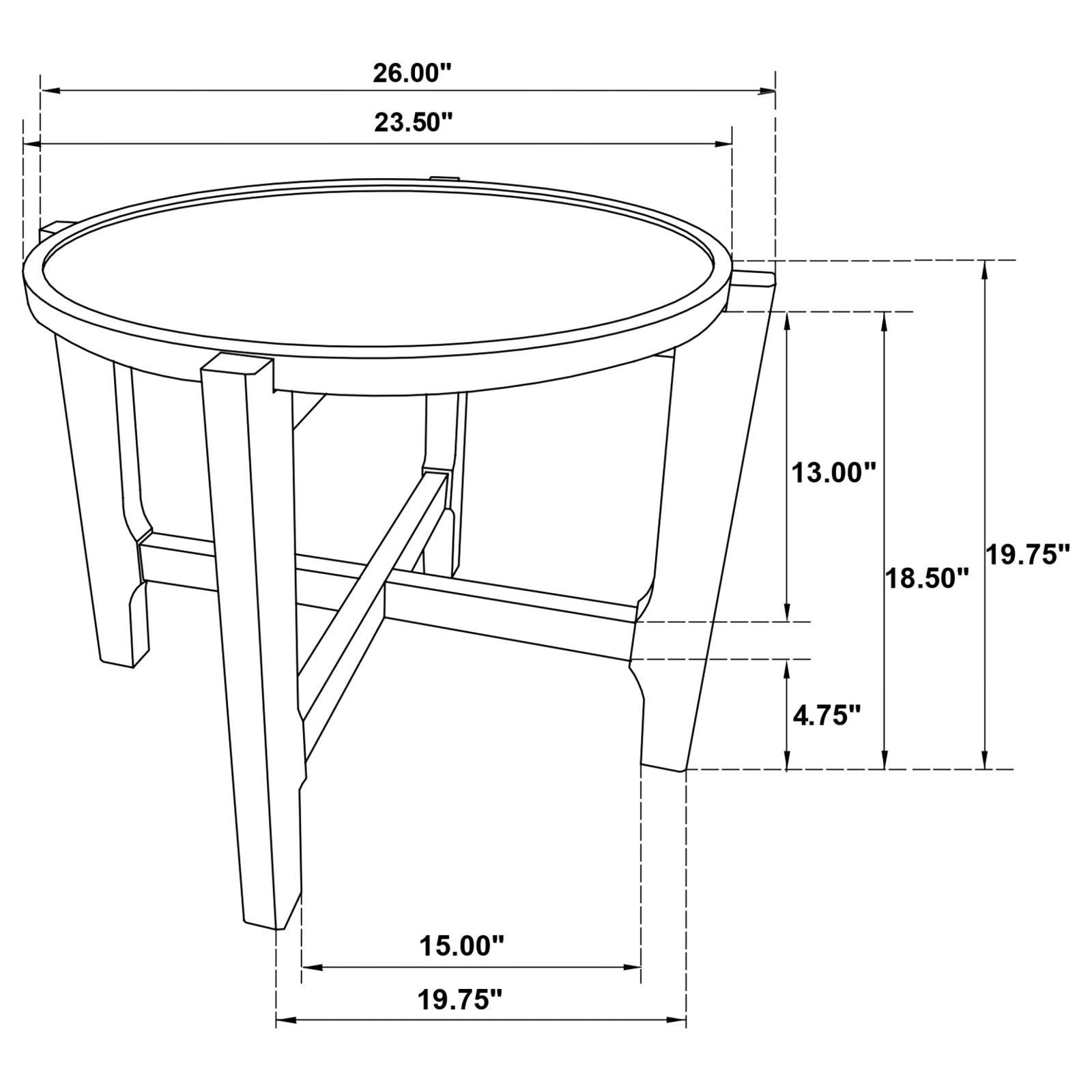 Cota round end table beside sofa in living room
