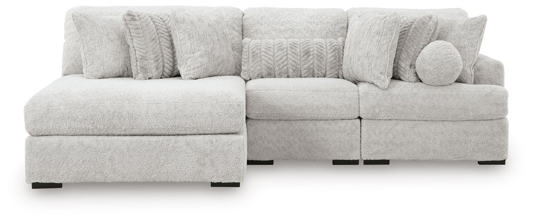 Cuddle Plush Arctic Chenille,Velvet 3-Piece Sectional with Chaise - image 3