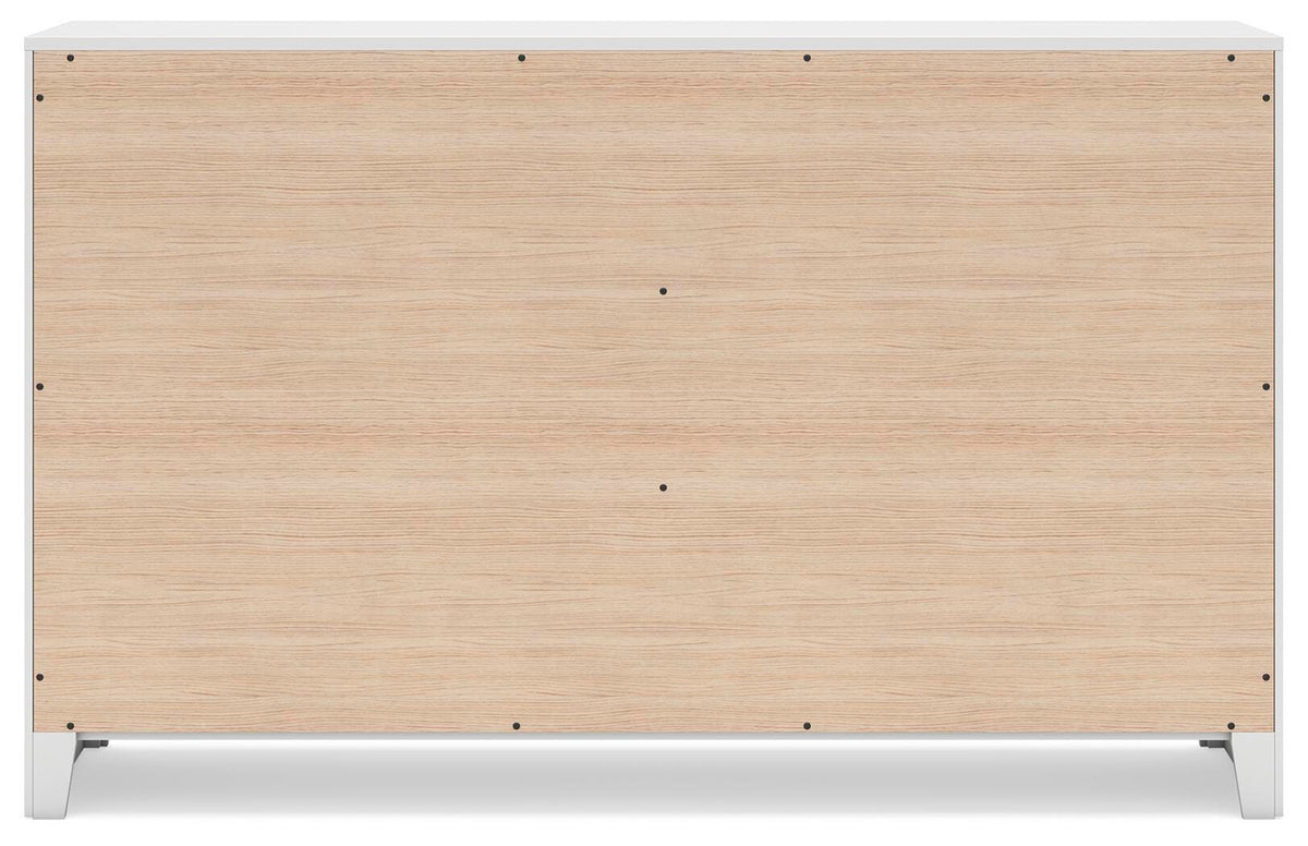 Binterglen White 6-Drawer Dresser — back view