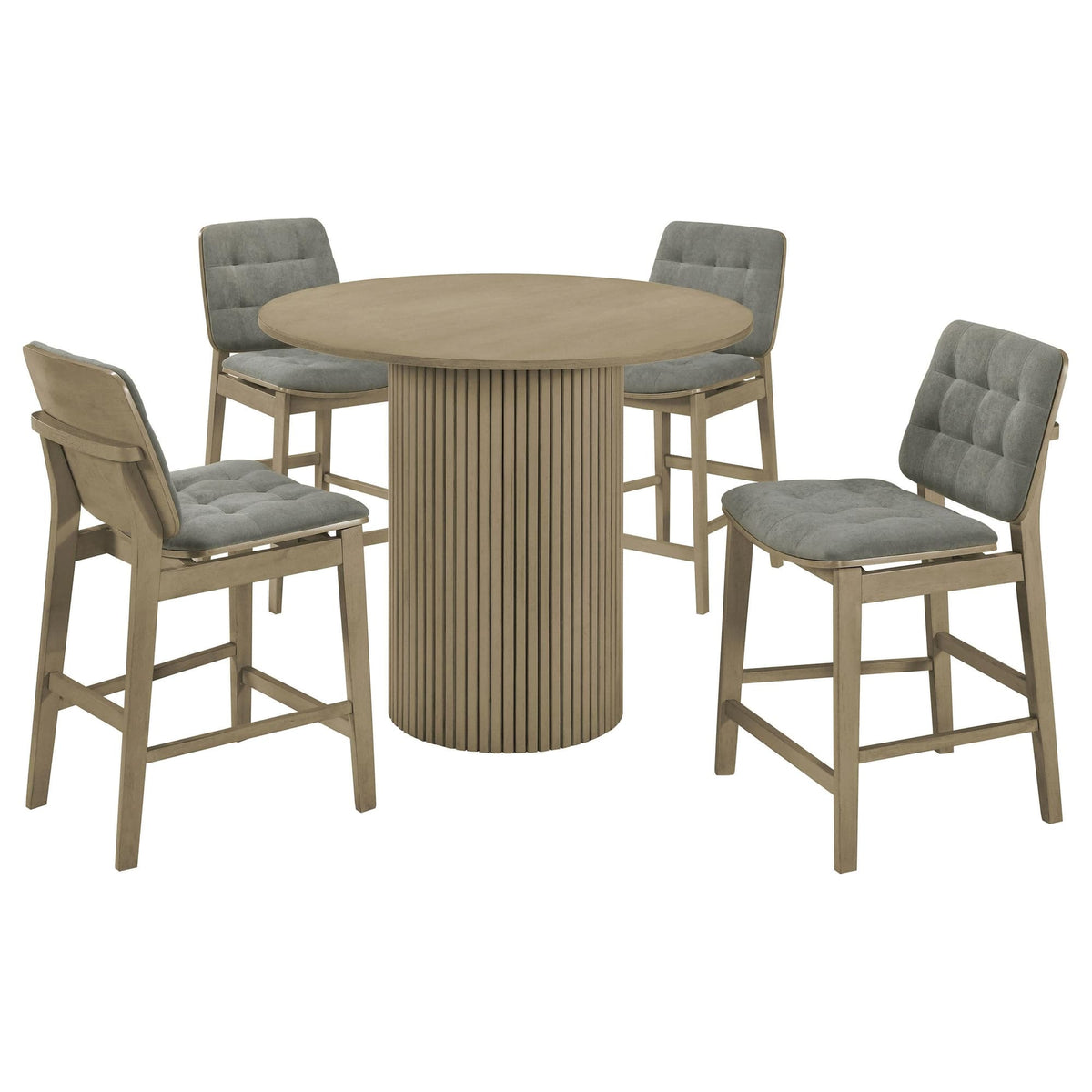 Hamlyn 5-Piece Round Wood Counter Height Dining Set Grey and Natural Oak — product image 2