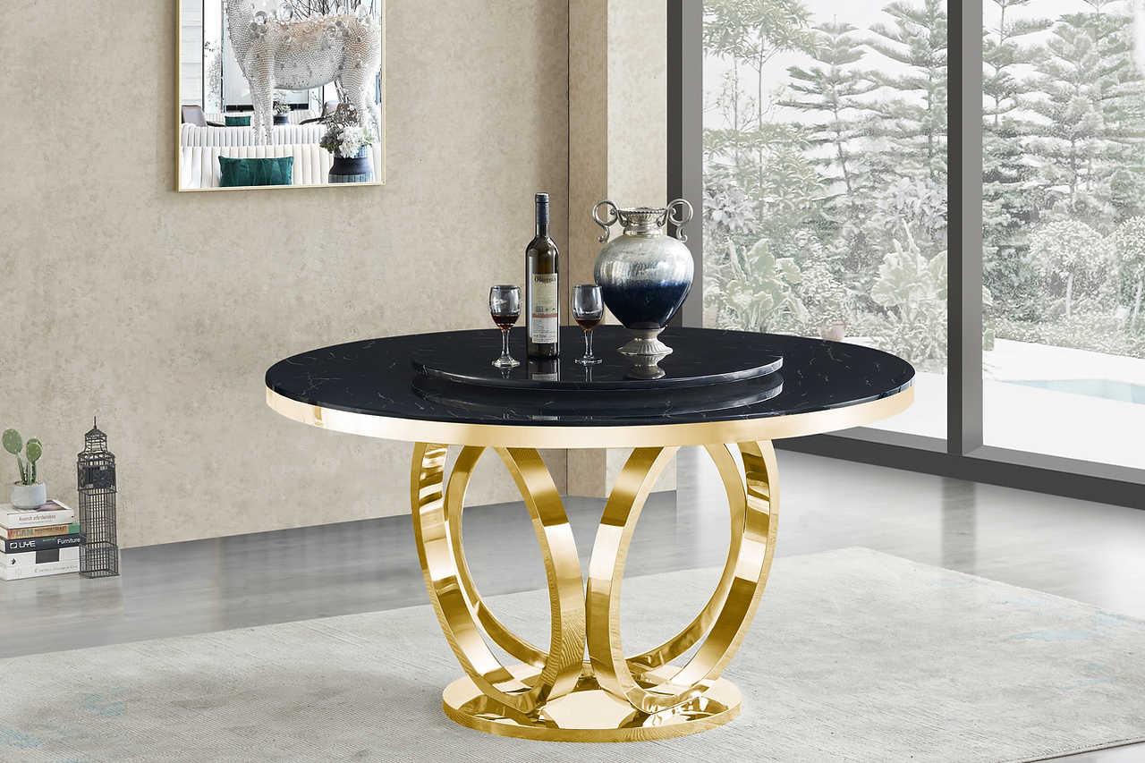 Close-up of black and gold marble pattern on Maxi dining table