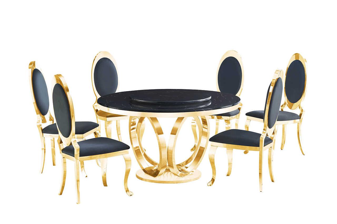 Top view showing the 55-inch diameter marble-look tabletop