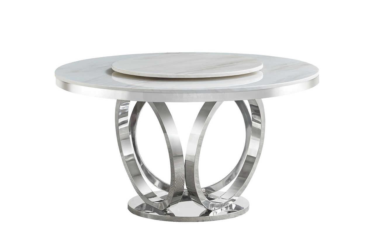 D615 Maxi dining table in white and chrome, side profile