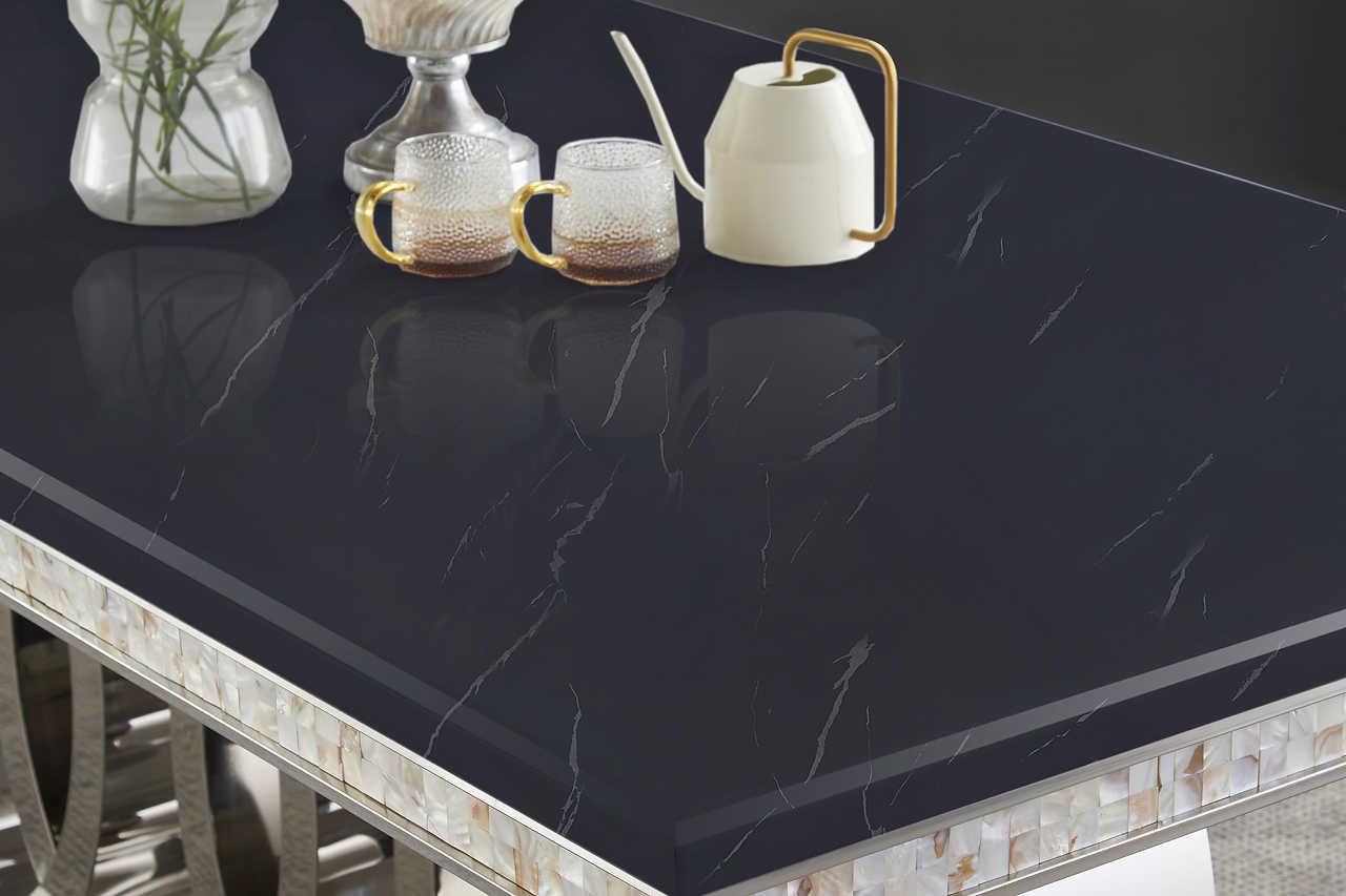 Giovanni black chrome dining table with contemporary chair