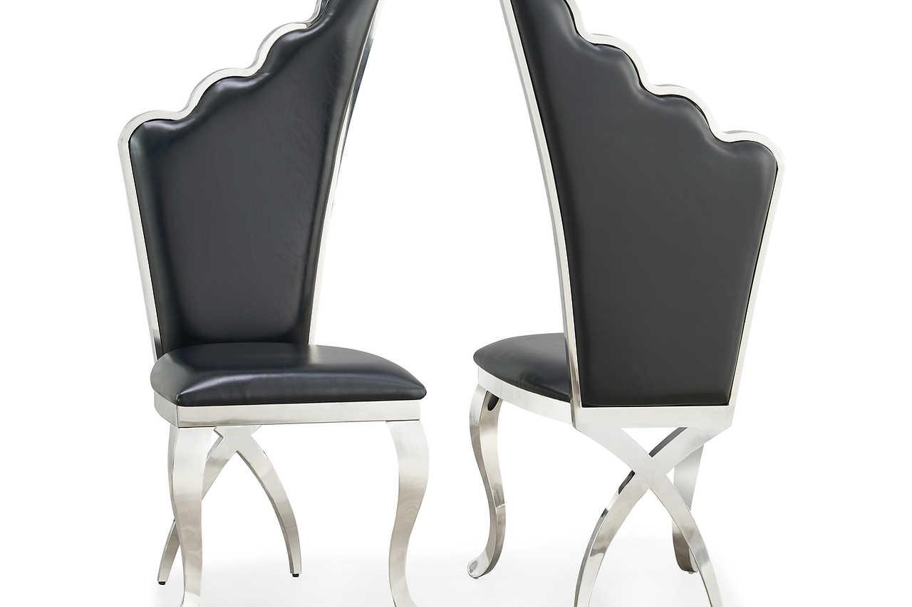 Paris Black PU Upholstered Dining Chair with Chrome Frame