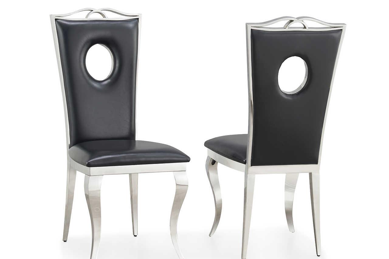 Santiago dining chair in cream PU with gold frame angled view