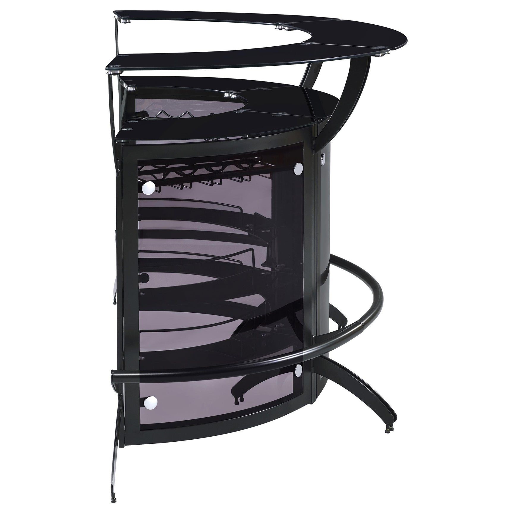 Black acrylic Dallas home bar cabinet overview