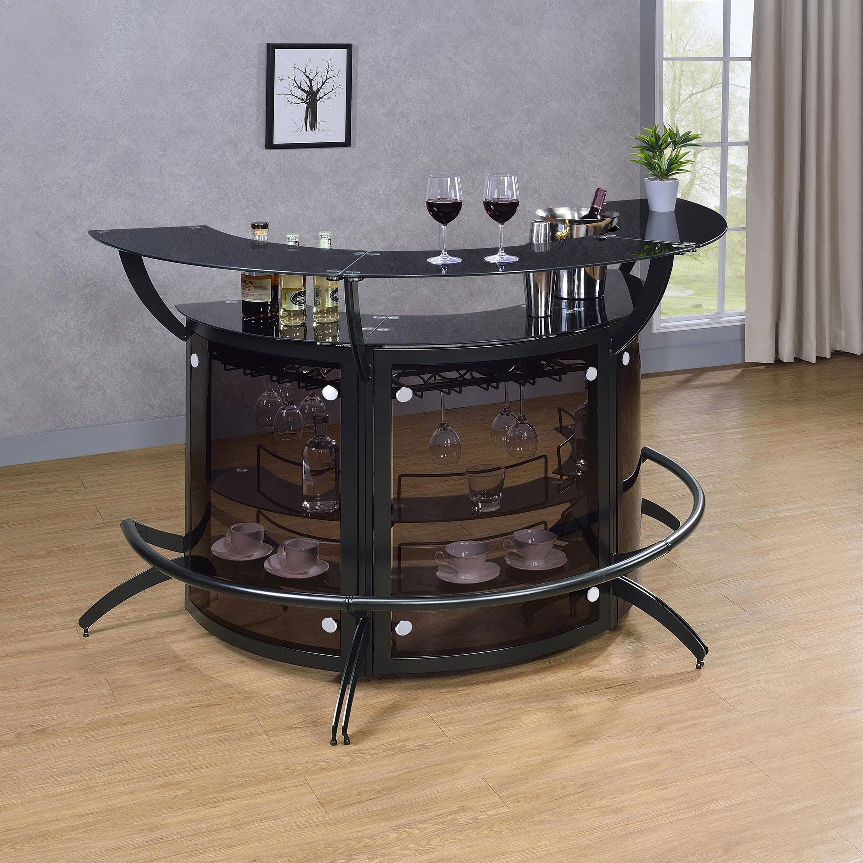 Dallas 3-piece freestanding home bar cabinet side angle
