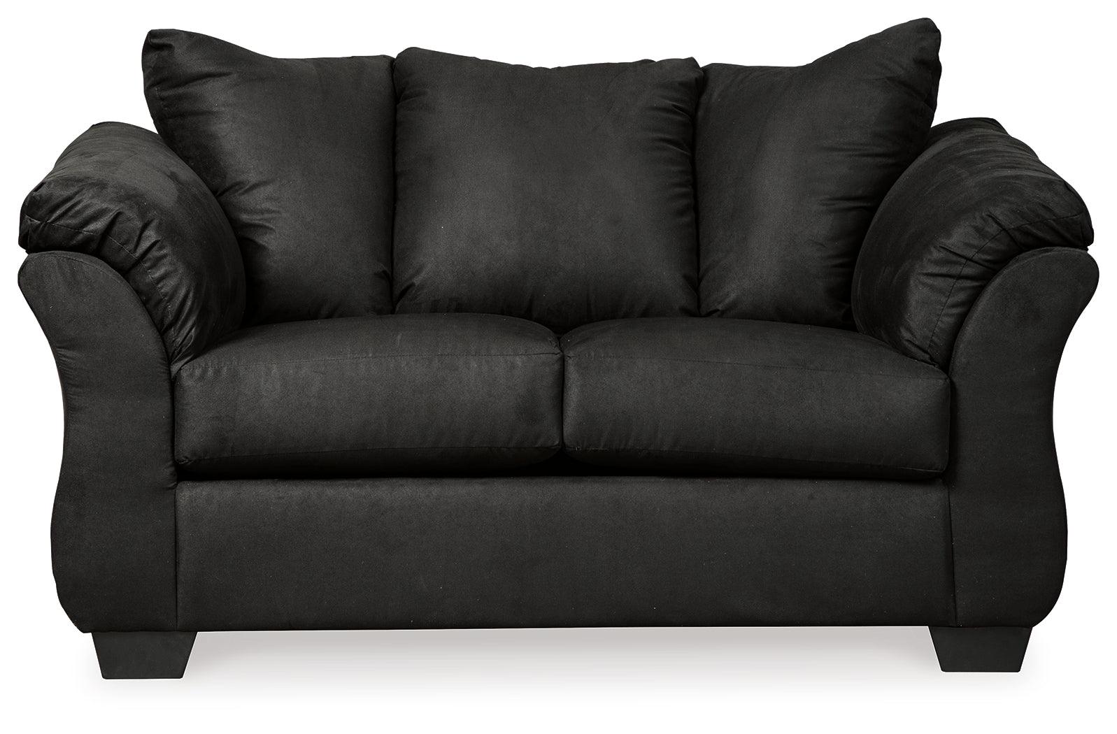 Detail view of Darcy Black Sofa and Loveseat cushions