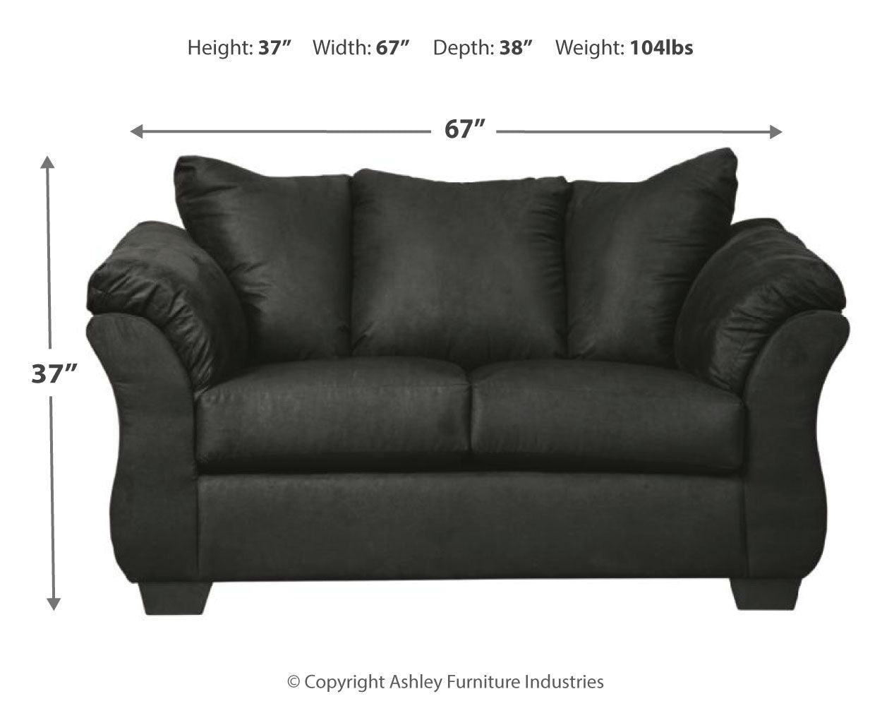 Side profile of Darcy Black Sofa and Loveseat