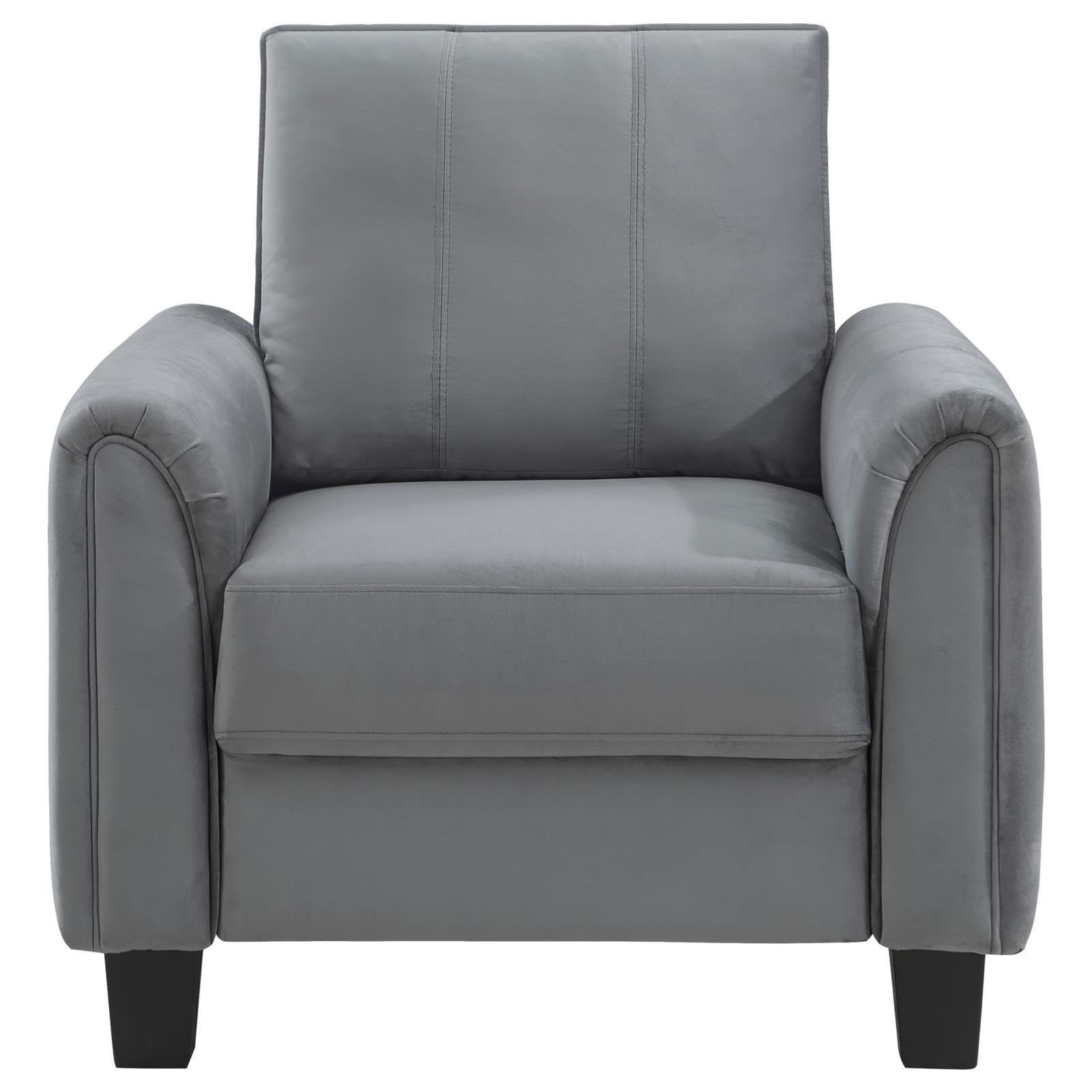 Close-up of Davis chair vertical stitching and piping