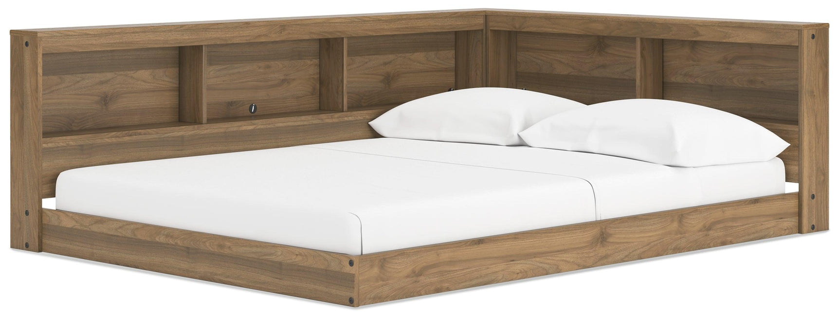 Full view of Deanlow Honey Storage Bed with headboard and footboard