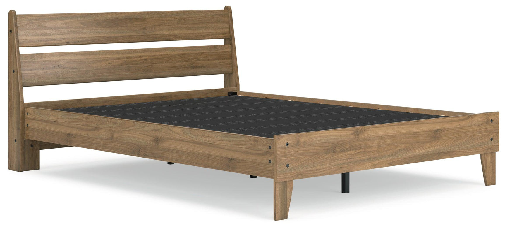 Close-up of honey brown wood grain finish on Deanlow bed
