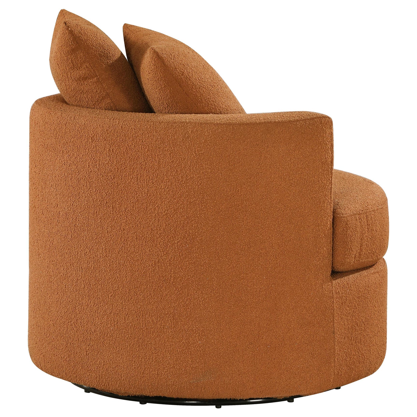 Comfortable swivel seating with burnt orange upholstery