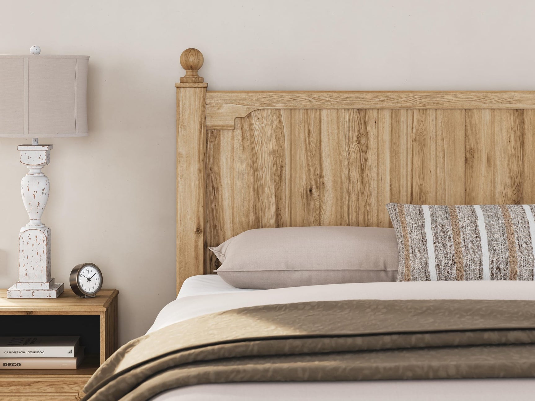 Aleaport Warm Brown Panel Bedroom Set King 3: Bed, Dresser, Mirror from Decor Furniture