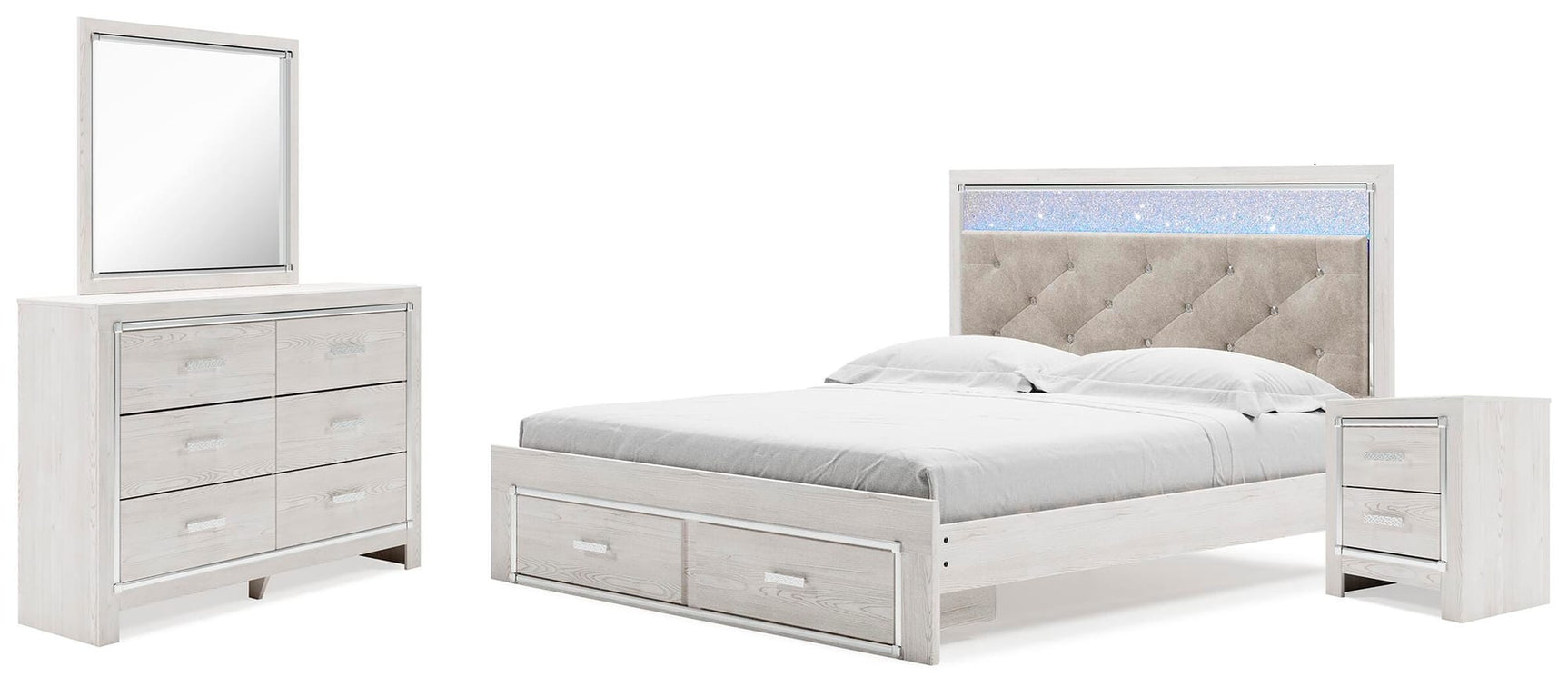 Altyra White Upholstered Storage Bedroom Set view 2