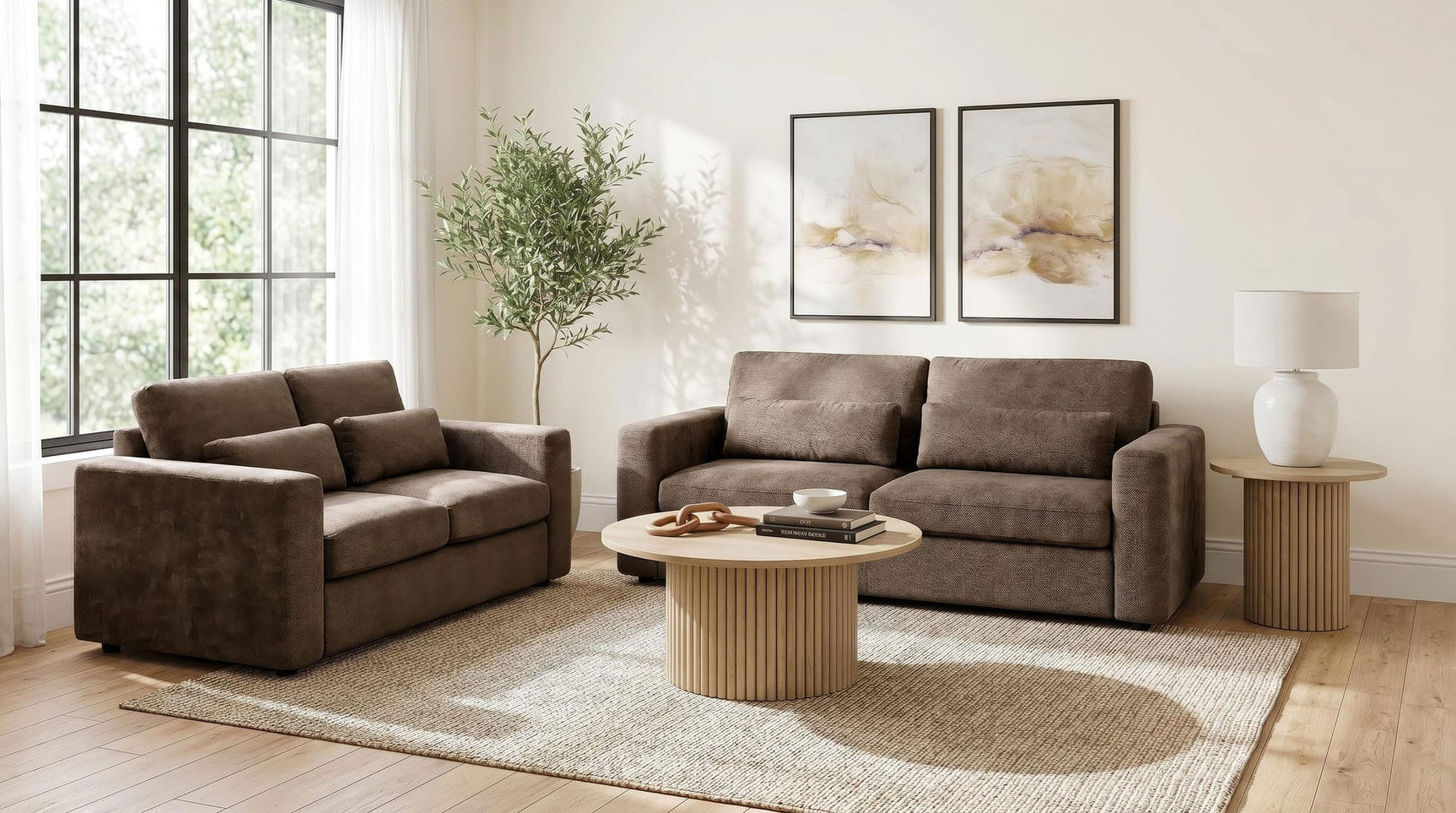 Amador 2-piece Chenille Upholstered Track Arm Sofa Set Chocolate from Decor Furniture