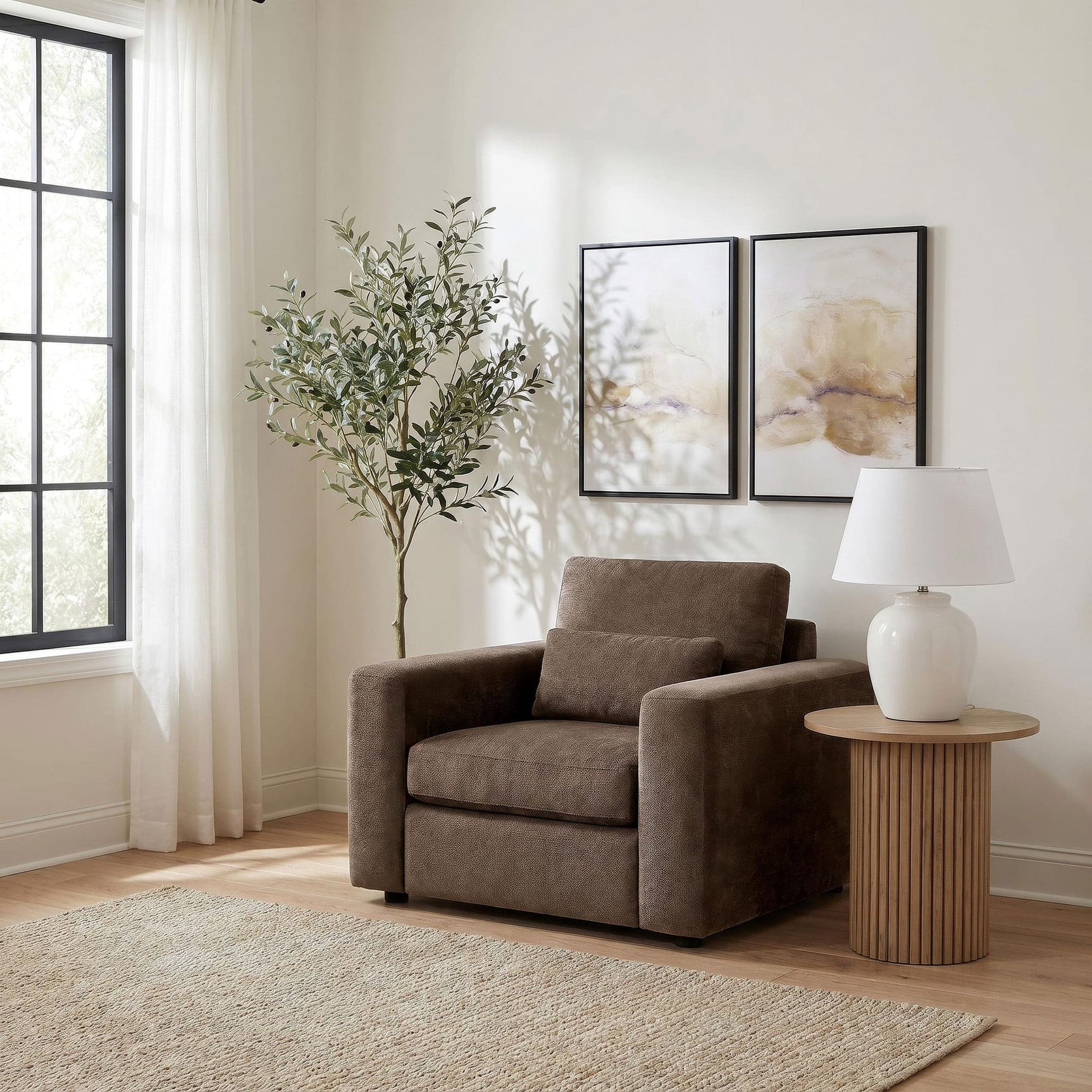 Amador Chenille Upholstered Track Arm Accent Chair Chocolate view 2