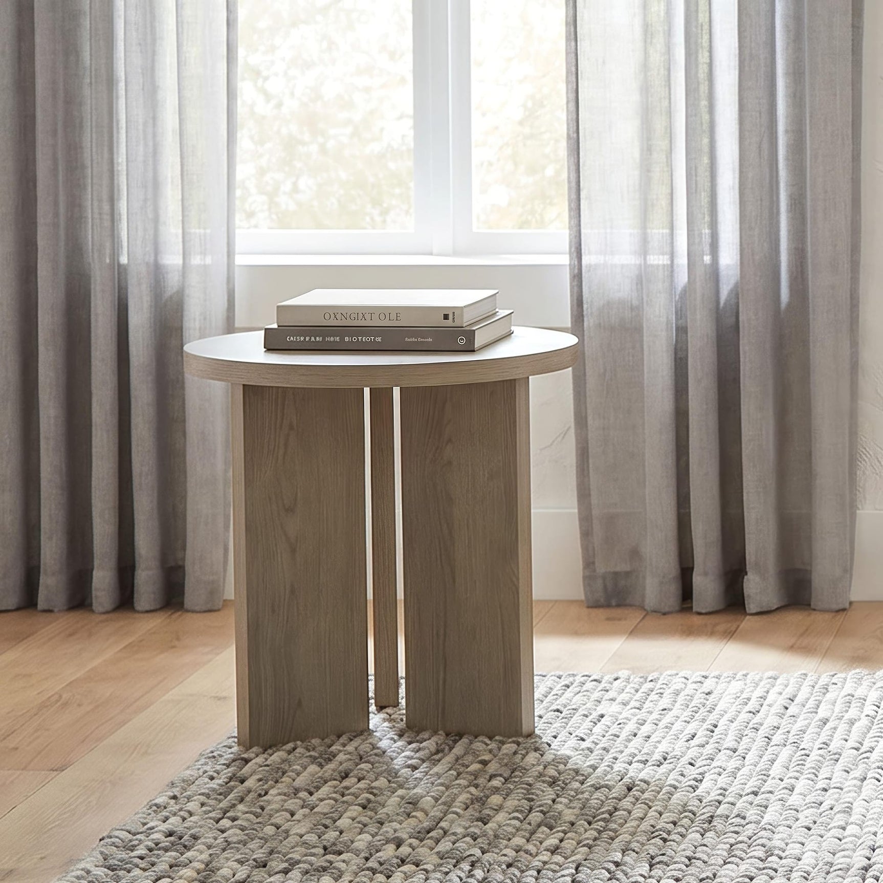 Aragon Round Panel Base End Table Latte view 2