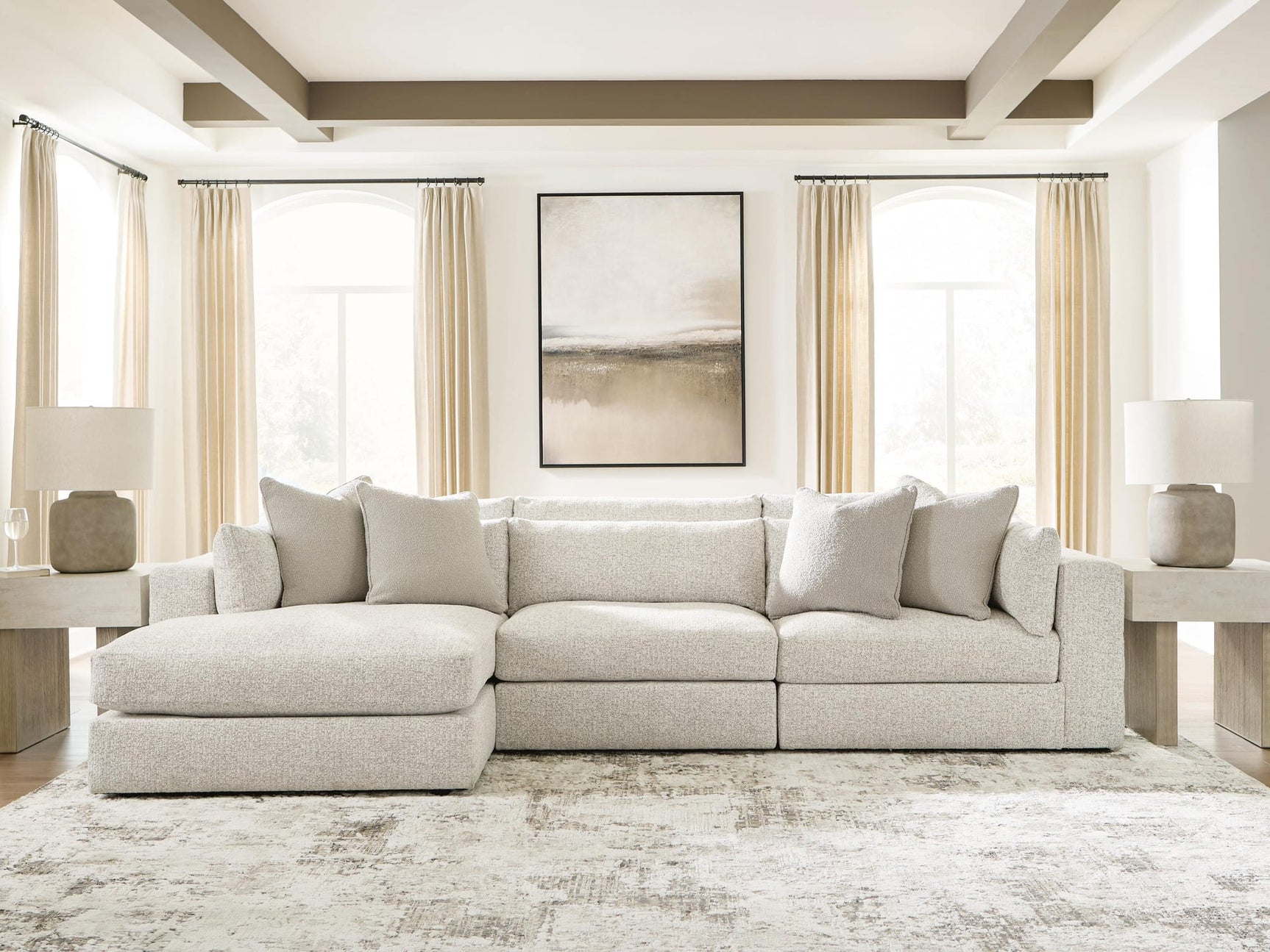 Ashbourne Estate Snowstone 3-Piece Sectional with Chaise from Decor Furniture