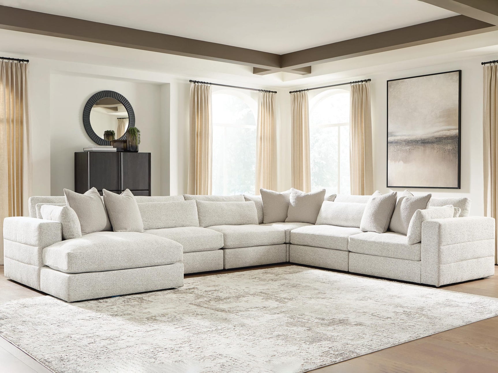 Ashbourne Estate Snowstone 6-Piece Sectional with Chaise view 2