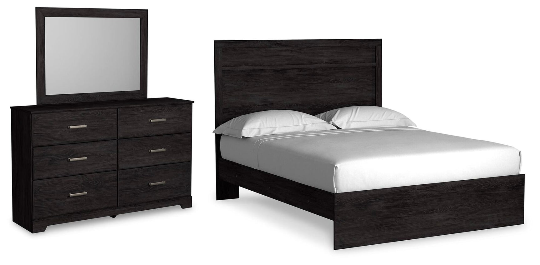 Belachime Charcoal Panel Bedroom Set Queen 3: Bed, Dresser, Mirror from Decor Furniture