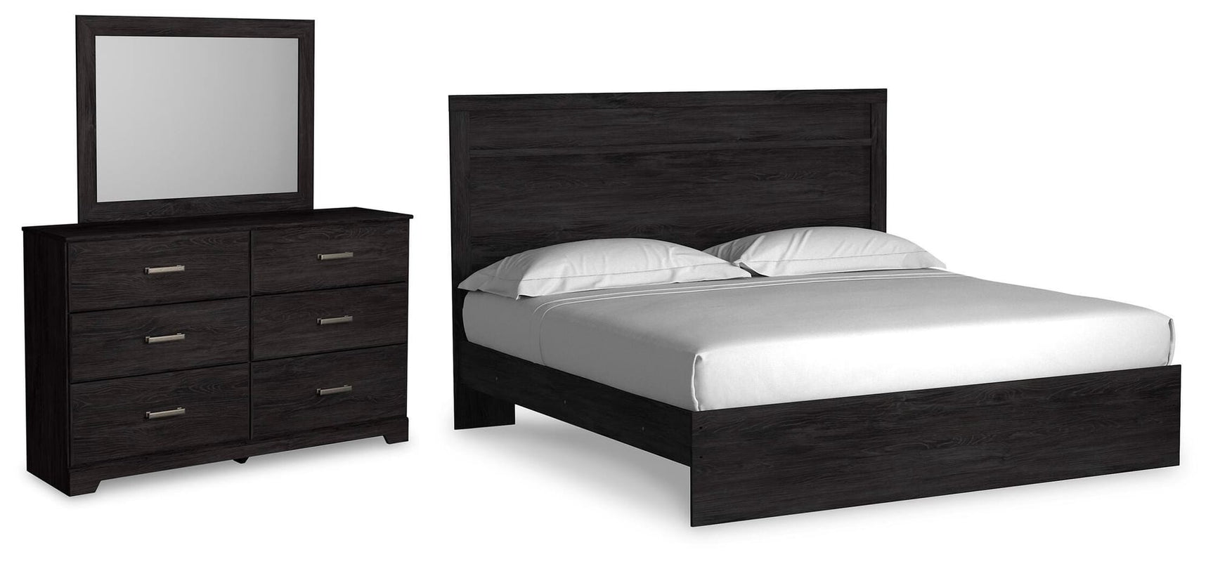 Belachime Charcoal Panel Bedroom Set King 3: Bed, Dresser, Mirror from Decor Furniture