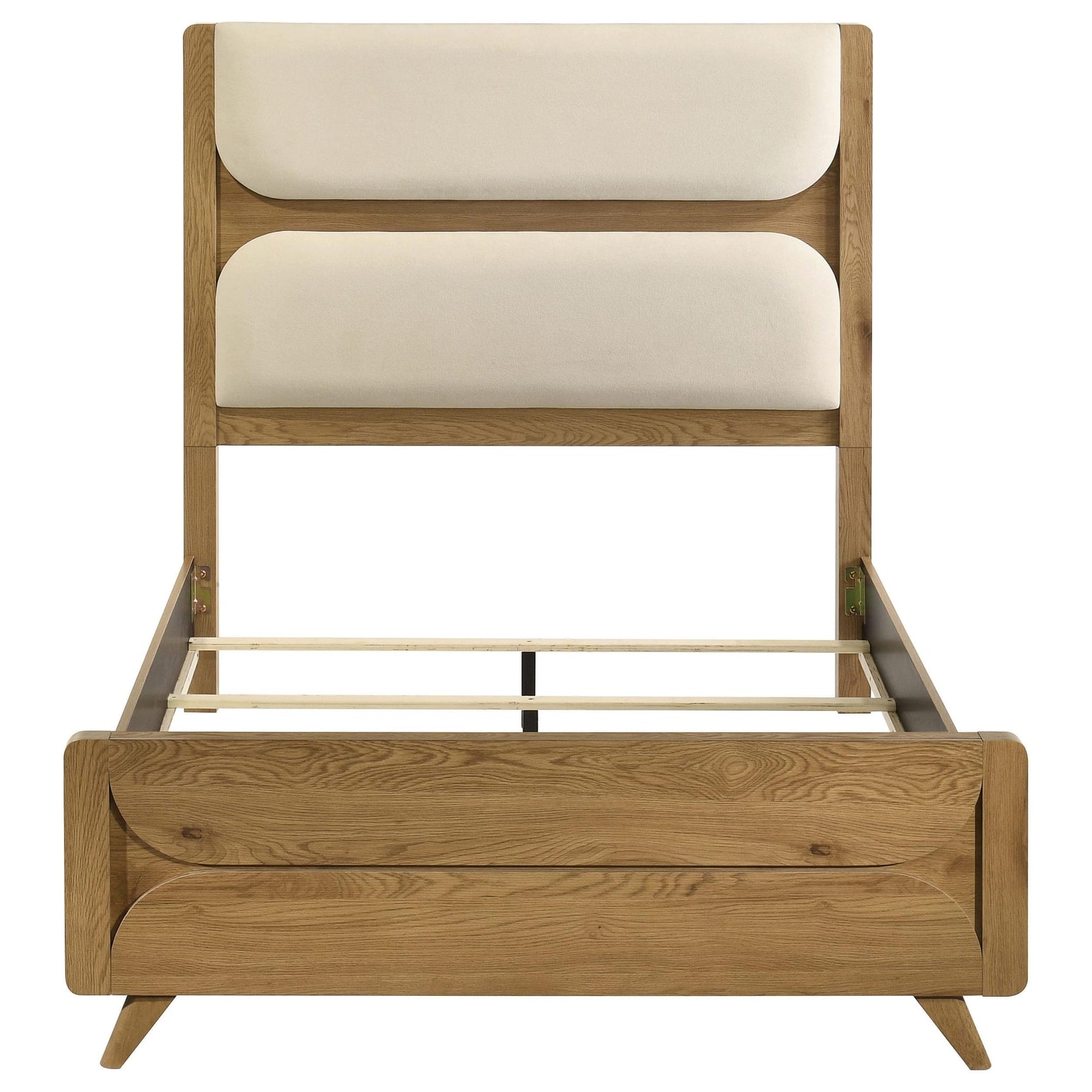 Bennett Full Mid-Century Fabric Upholstered Panel Bed Light Oak and Cream view 3