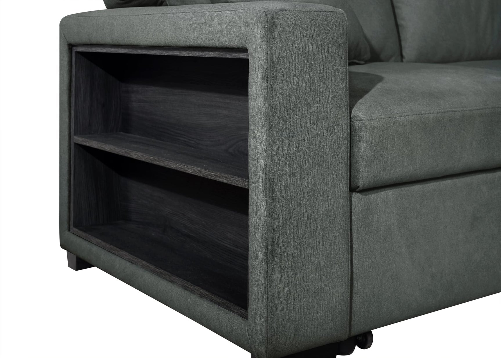 Bexley Grey Premium Fabric Sofa and Loveseat Set with Bookcase Arms and USB Ports view 10