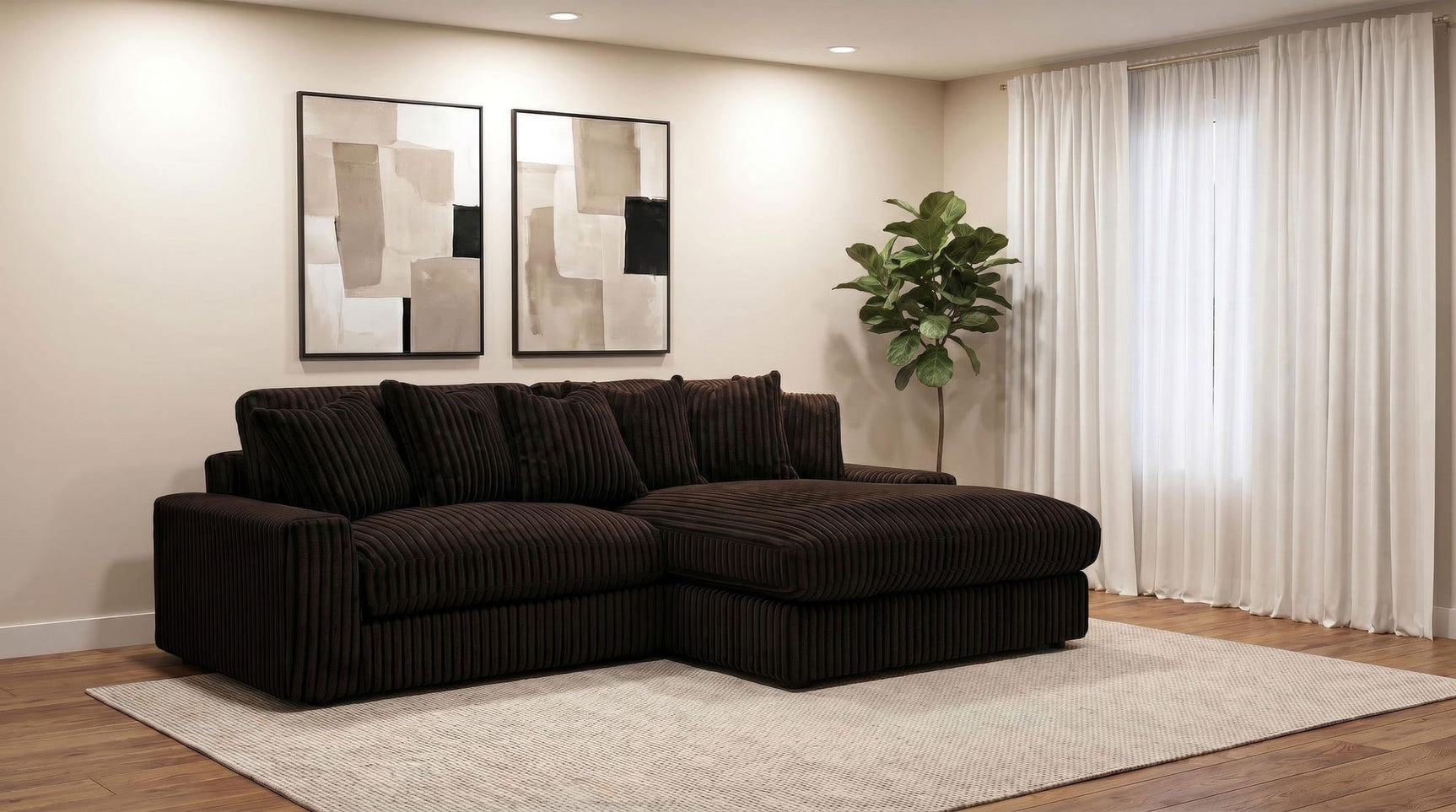 Blaine Upholstered Reversible Chaise Sectional Sofa Chocolate view 2